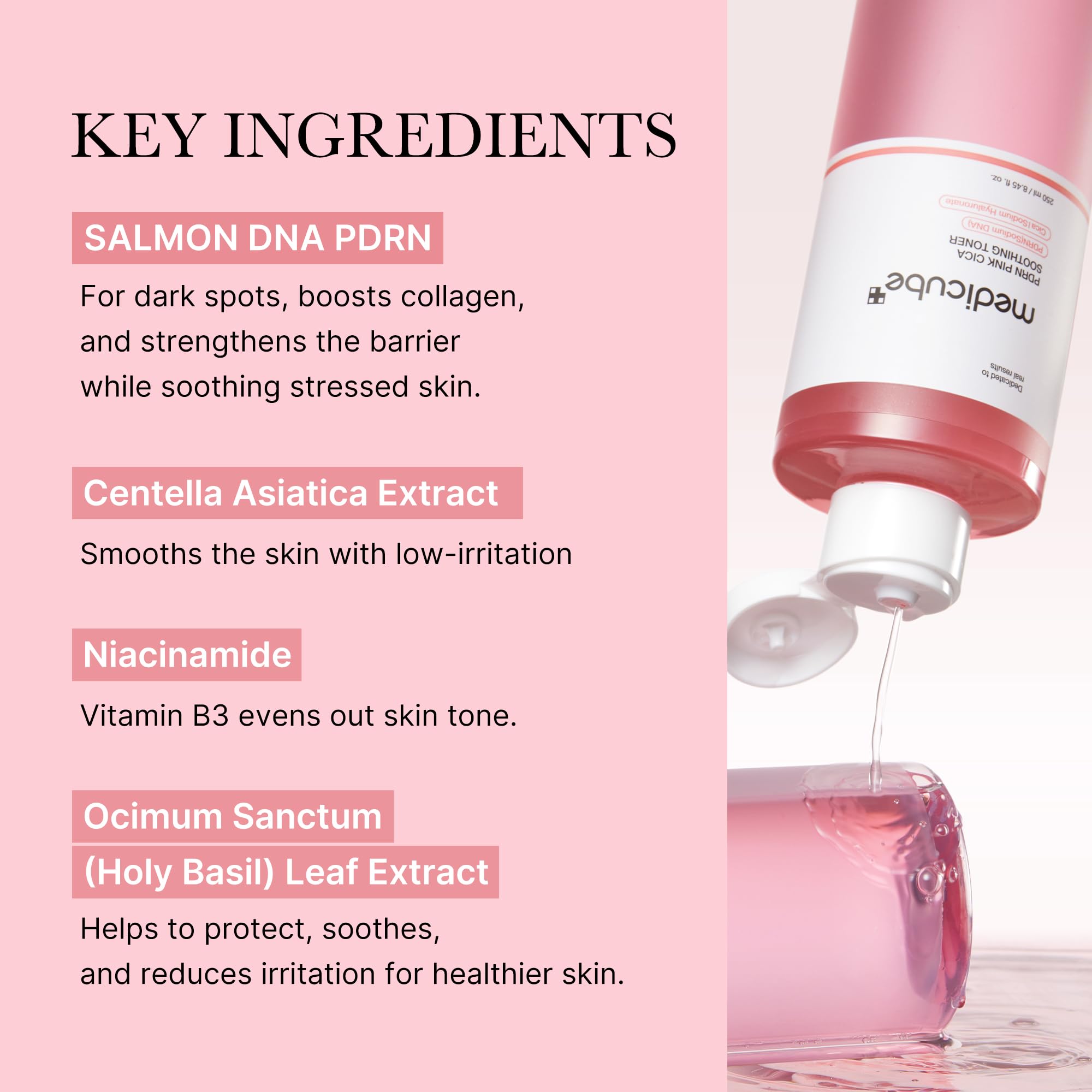 Medicube Salmon DNA PDRN Pink CICA Soothing Toner I Pink Glow Toner for Skin Boosting, Soothing and Calming, Uneven Skin Tone, P