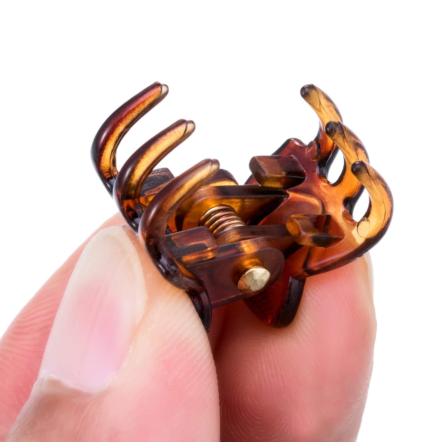 24 Pcs Small Mini Hair Clips Tiny Hair Claws Pins Clamps Plastic For Women Hair (Brown)