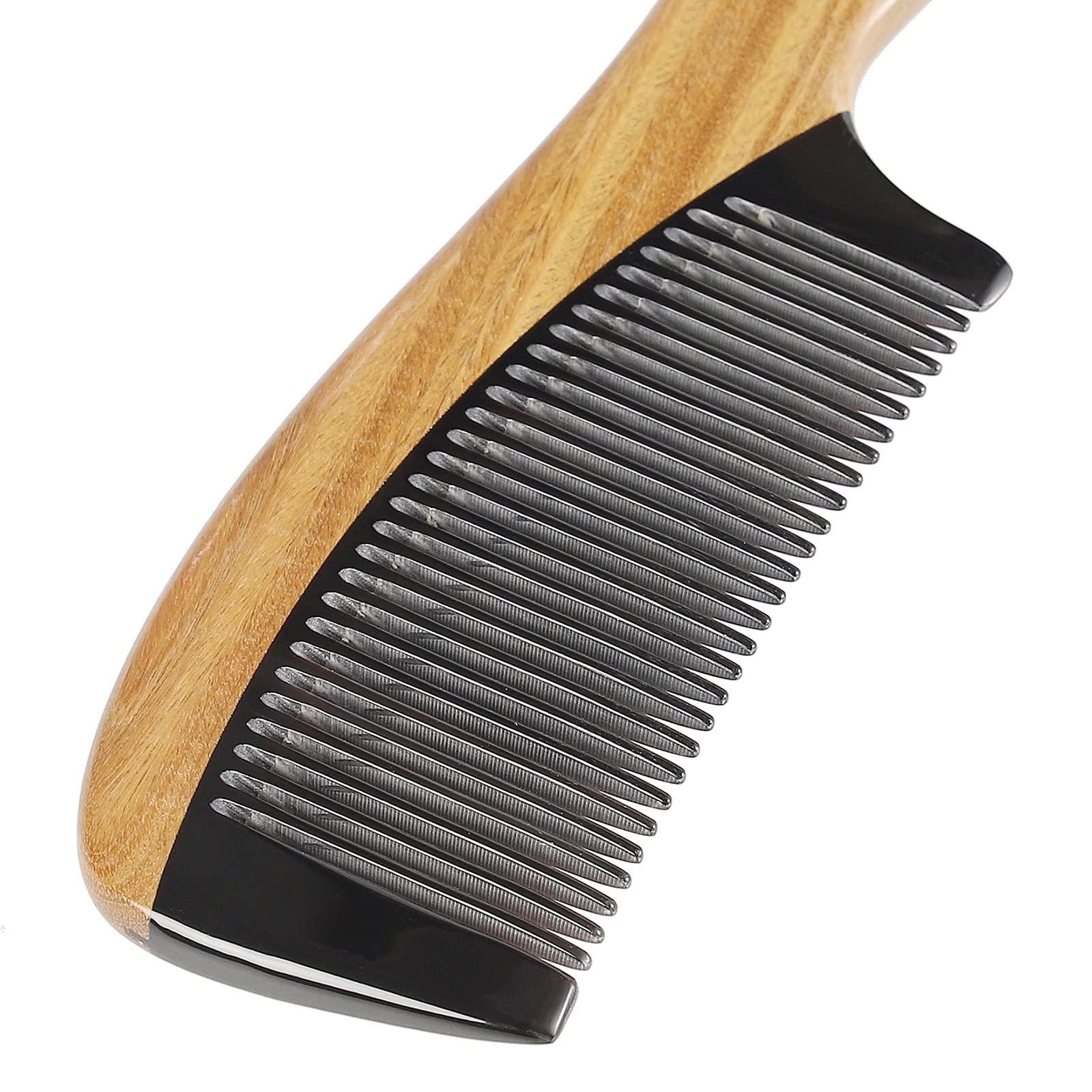 Onedor 100% Handmade Natural Green Sandalwood With Buffalo Horn Hair Combs - Anti-Static Sandalwood Scent Natural Hair Detangler