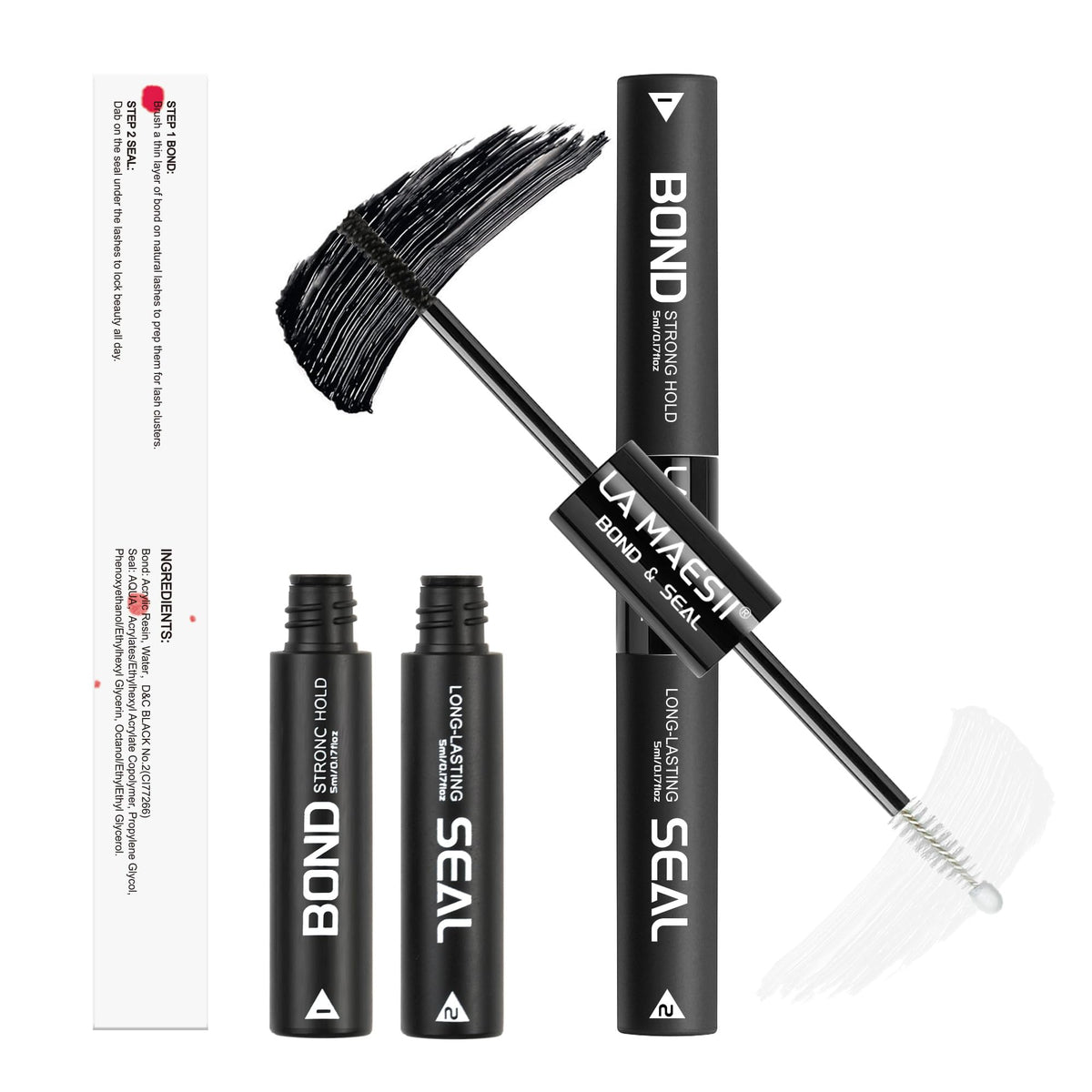 La Maesii Lash Cluster Glue,Lash Bond And Seal Waterproof,Bond & Seal Lash Glue For Eyelash Cluster,Lash Glue Black Long-Lasting