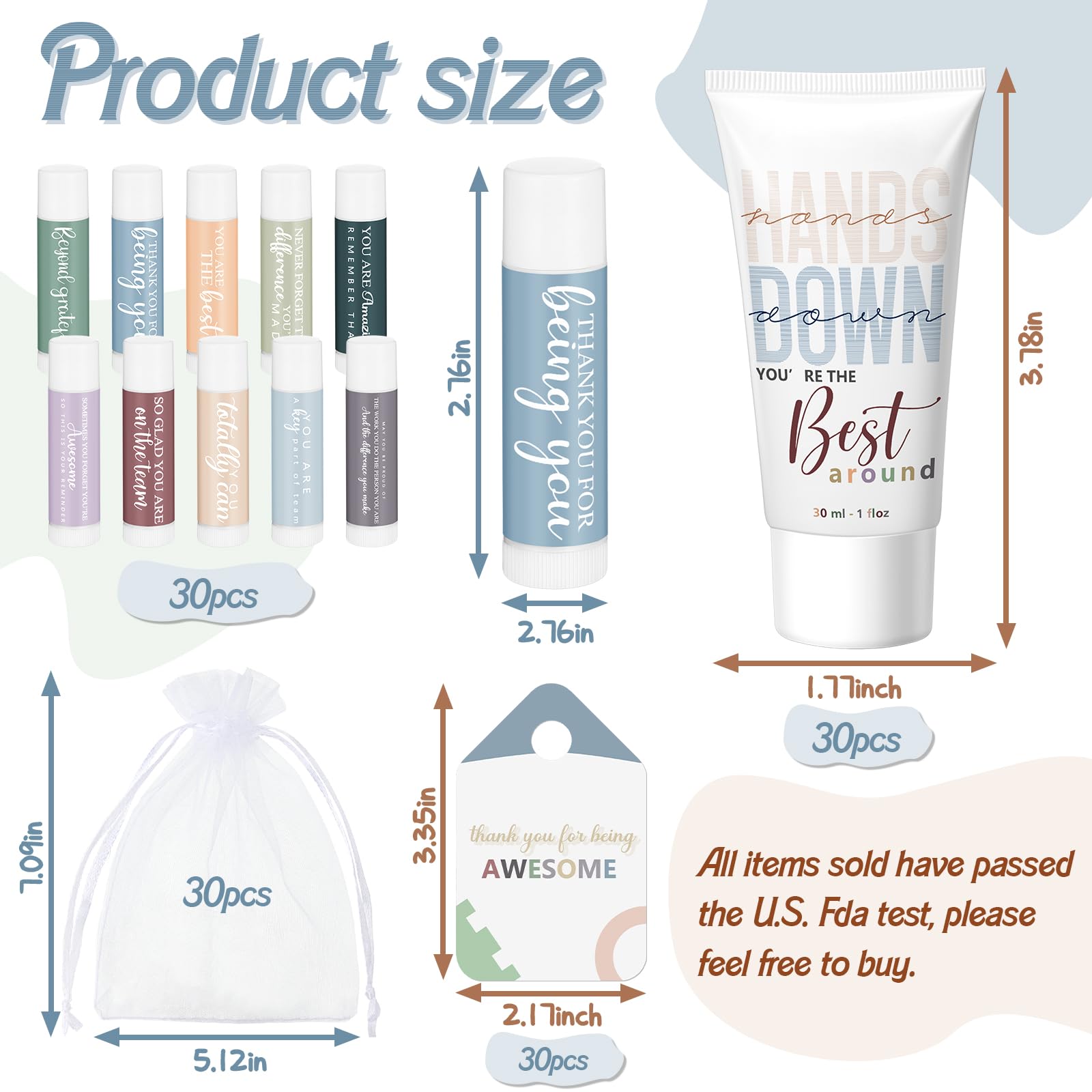 Heigble 30 Sets Back to School Teacher Appreciation Gifts Bulk Lip Balms and Hand Cream Employee Appreciation Inspirational Hand