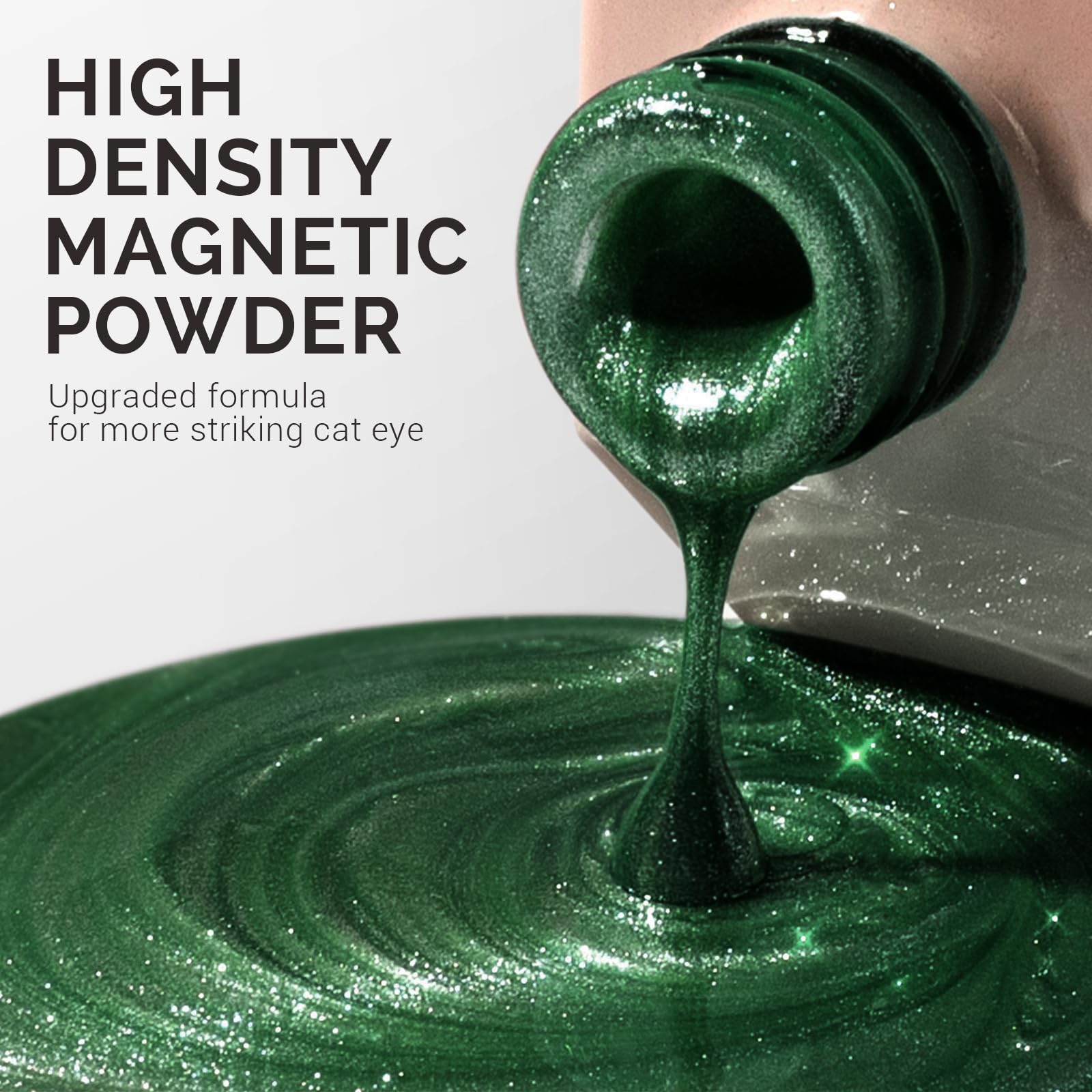 Melodysusie Jeweliver Cat Eye Gel Nail Polish, 0.5 Fl Oz Dark Green Glitter Holographic Magnetic Nail Polish With Magnet, Uv Nai