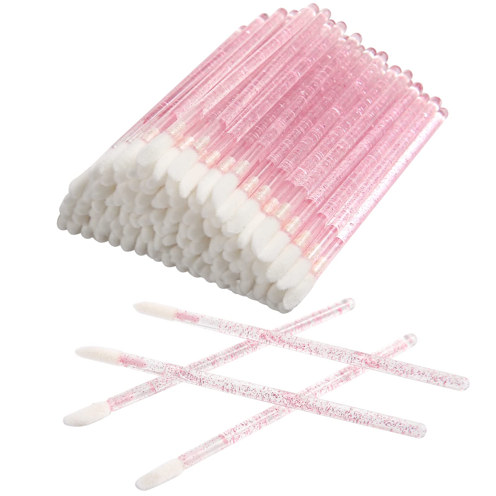 500 Pcs Disposable CrystaLip Brush Lip Gloss Applicators Lipstick Gloss Wands for lip care & Makeup Tool Kits (Pink)