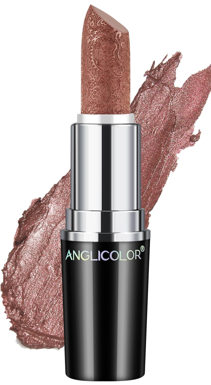 Anglicolor Glitter Lipstick High Impact Lipcolor,Brown Lipstick Moisturizing Creamy Formula,Metallic Lipstick For Women For Vega