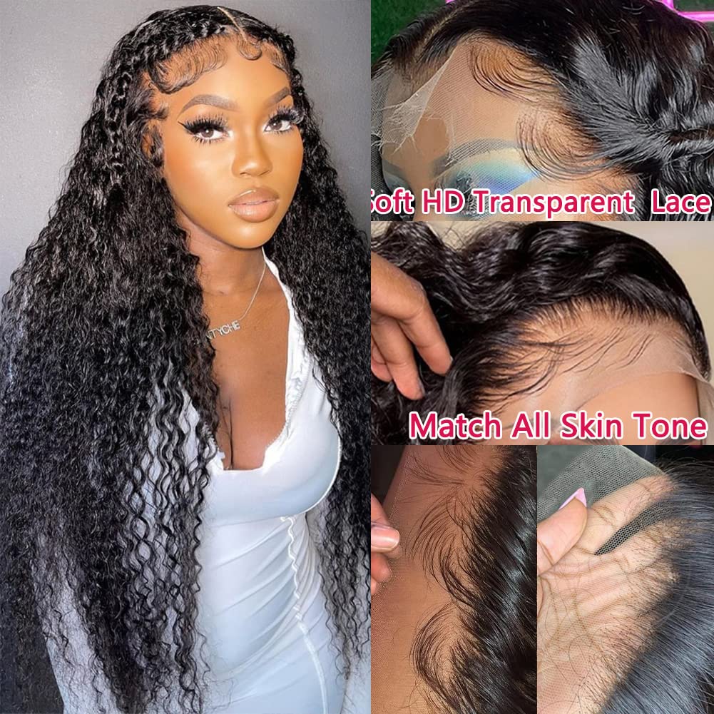 Alibeauty 13X4 Hd Transparent Lace Front Human Hair Wigs Pre Plucked Hairline 180% Density 9A Brazilian Water Wave Lace Frontal