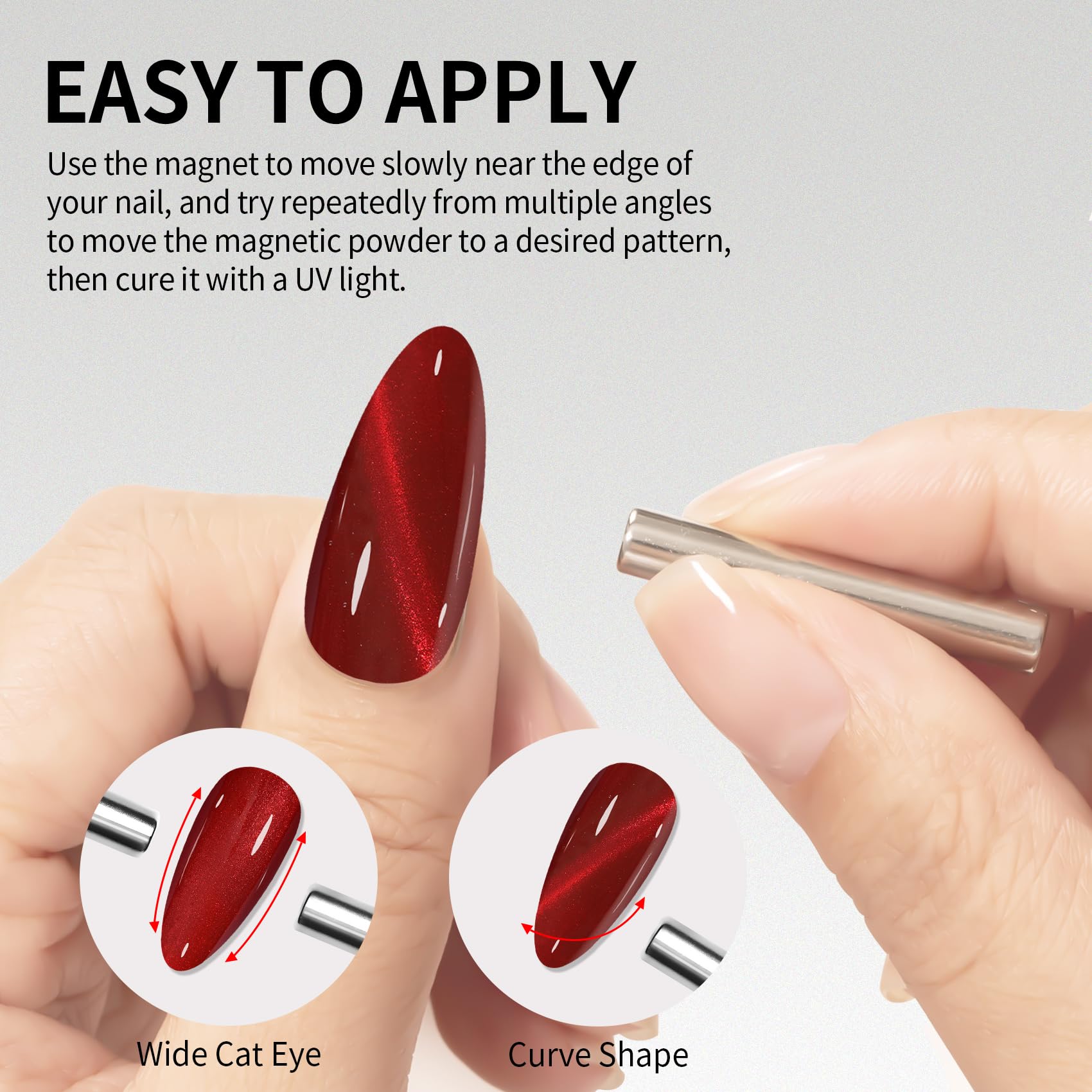 Maychao 15Ml Cat Eye Gel Nail Polish 1Pc Red Gel Polish With Magnet Soak Off Holographic Magnetic Nail Polish For Nail Art Manic