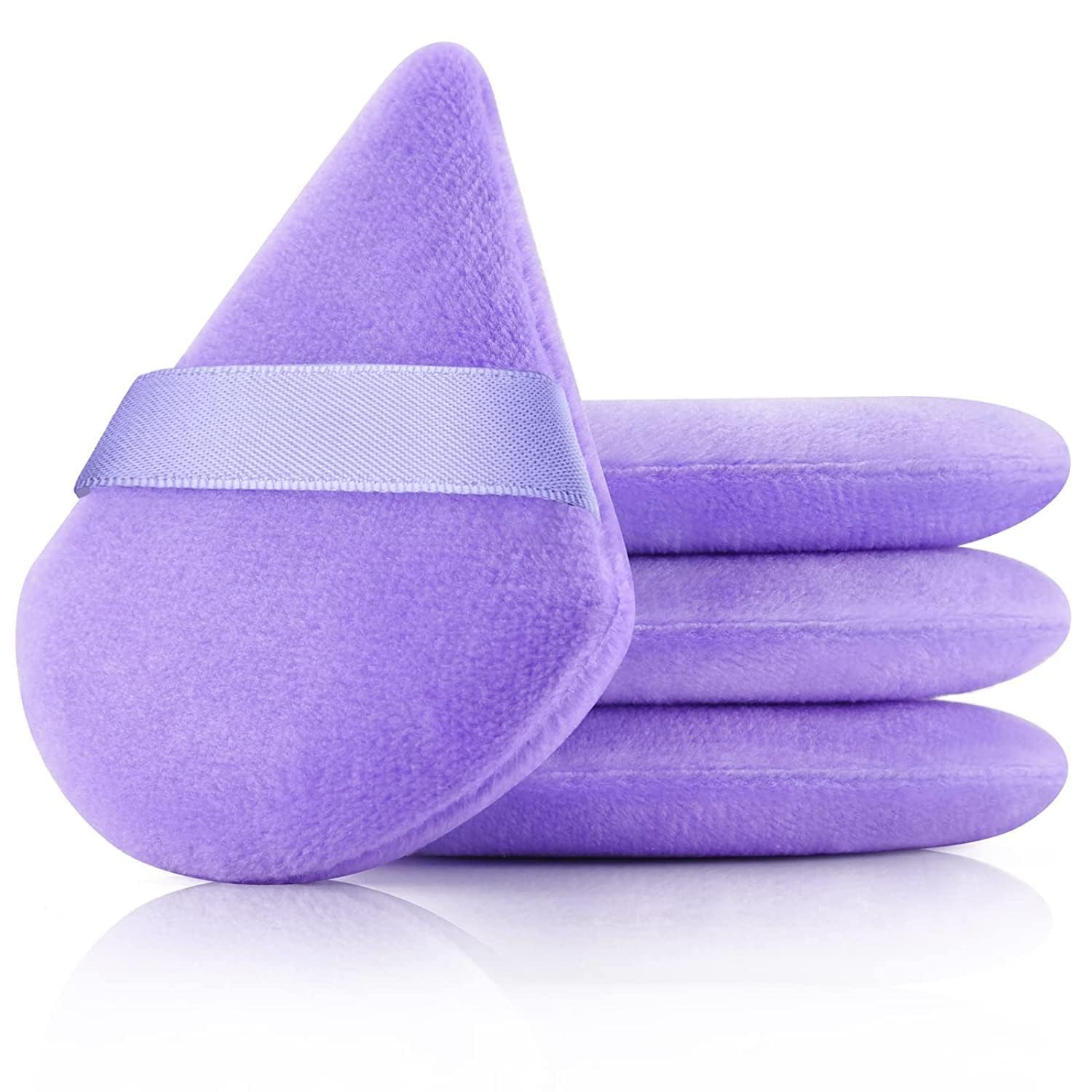 Sloane Triangle Powder Puffs, Velvet Setting Powder Sponge Makeup Puff With Strap, Reusable Wet Dry DualUse Face Makeup Sponge 