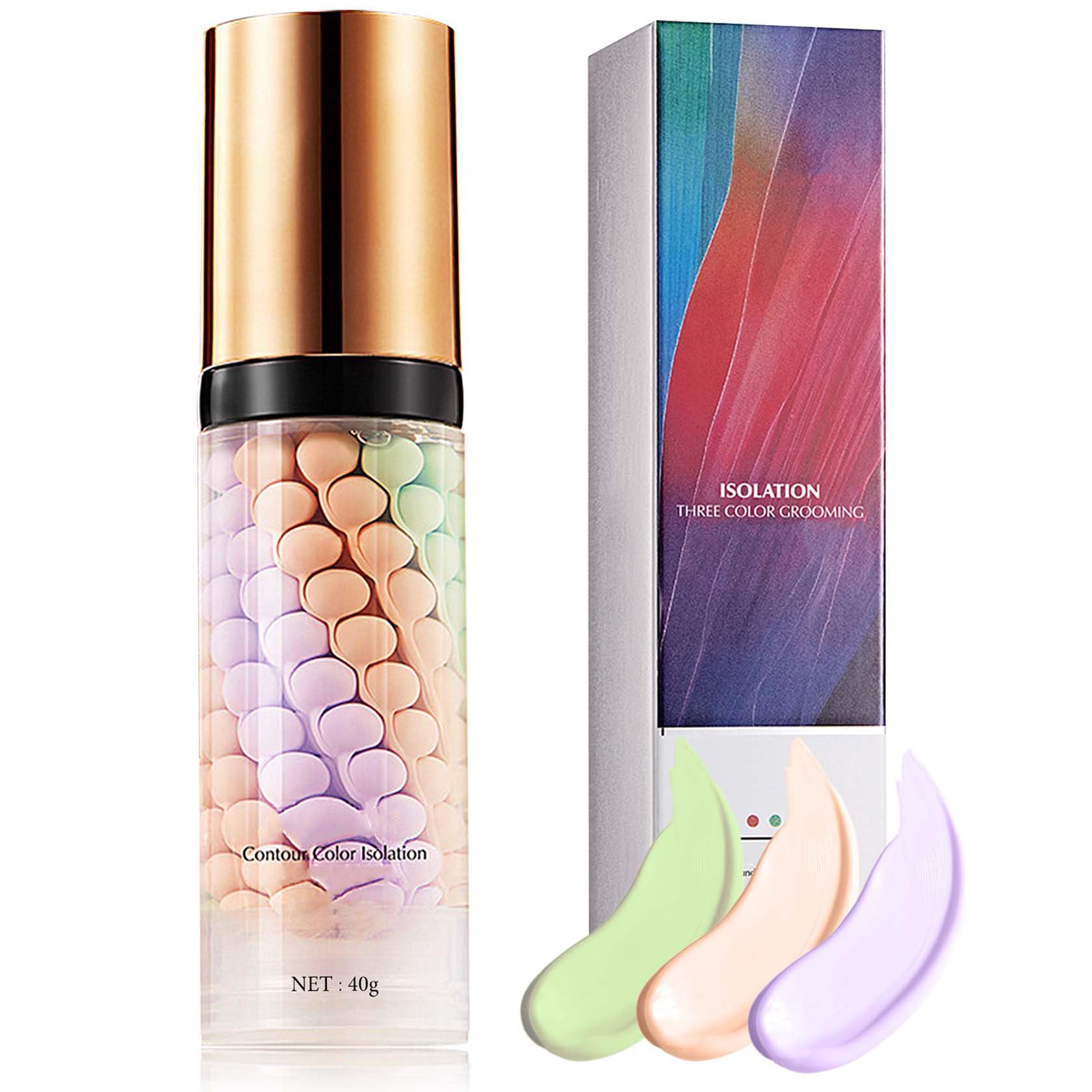 1 Pcs One Step Color Corrector,Natural Isolation Cream,Face Primer Makeup Tricolor Tinted Moisturizer,Oil Control & Moisturizing