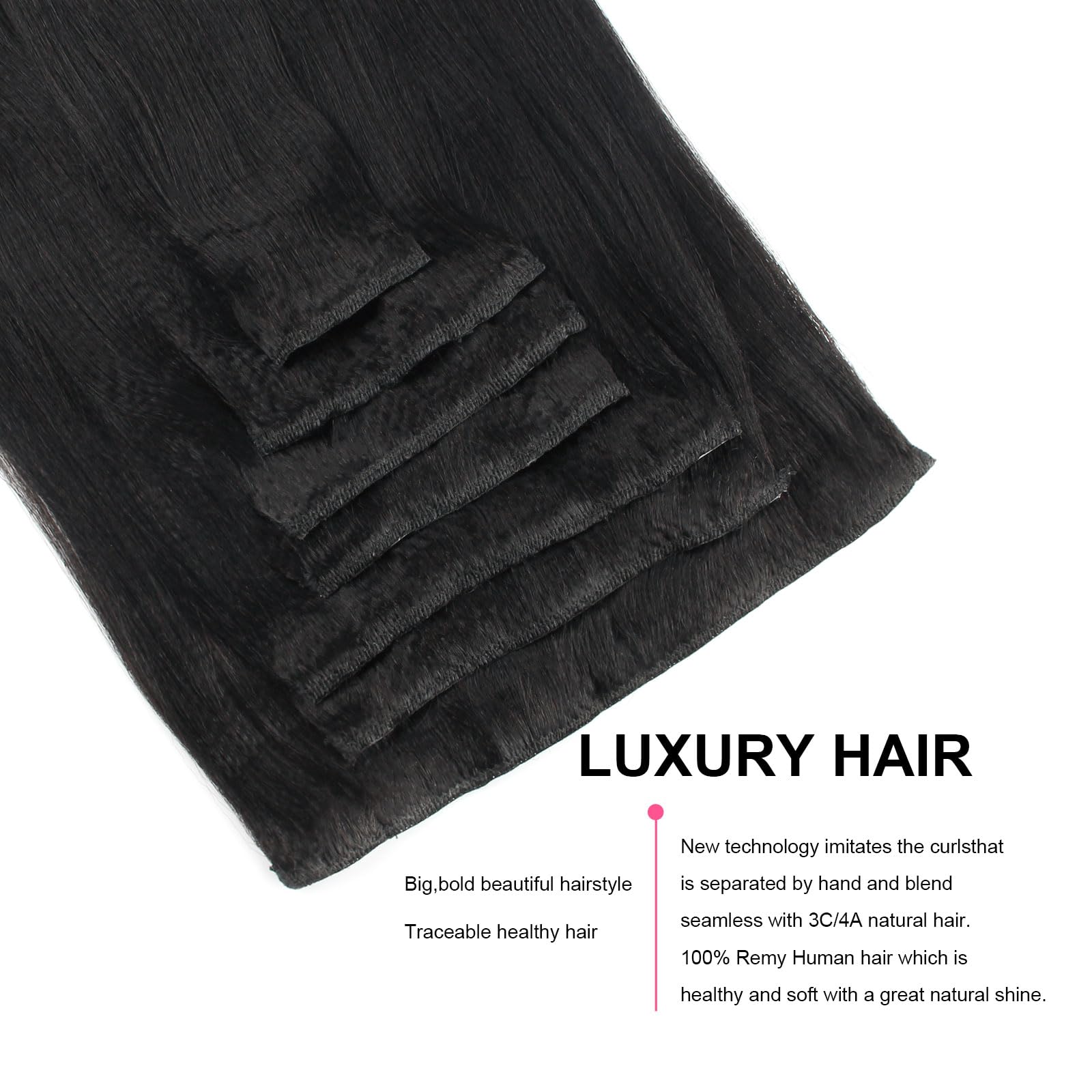 Abh Amazingbeauty Hair Real Remy Thick Yaki Straight Clip Ins Black Hair Extensions For African American Relaxed Hair 7 Pieces P
