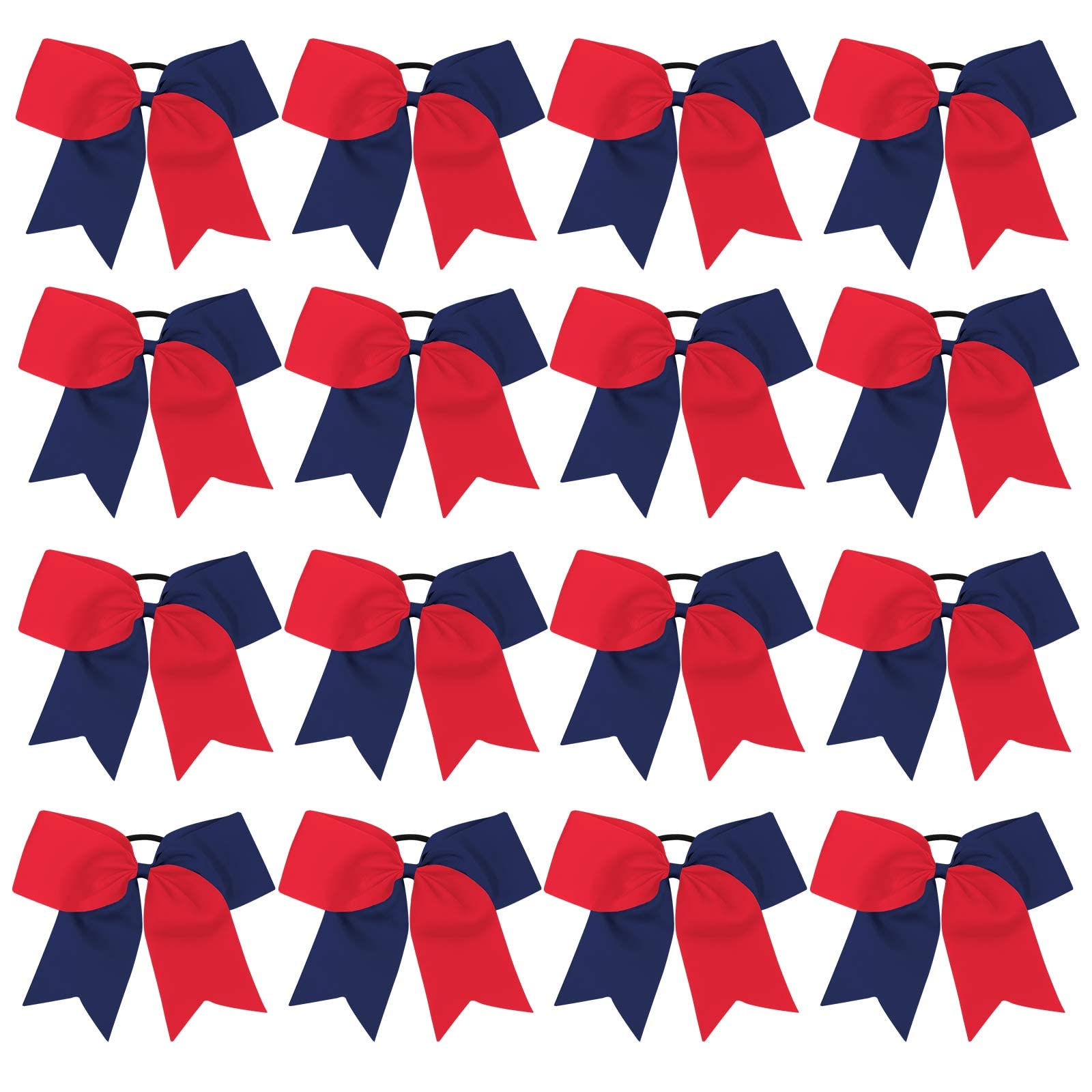 16Pcs 8 '' Large Cheer Hair Bows Ponytail Holder Elastic Band Handmade For Cheerleading Teen Girls College Sports (Red/Navy)