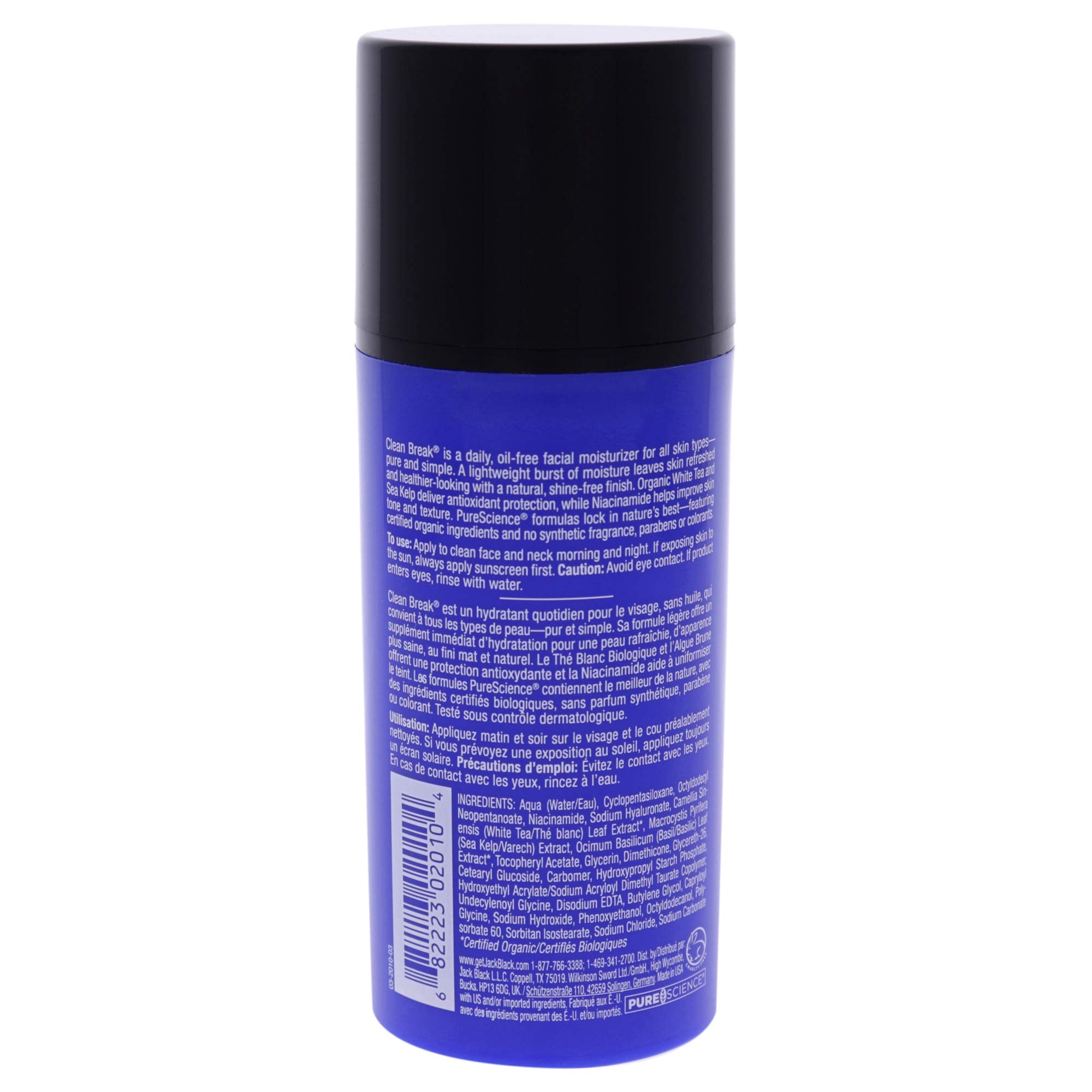 Jack Black Clean Break Oil-Free Moisturizer, 3.3 Fl. Oz - Face Moisturizer for Men, Face Lotion, Daily Moisturizer for Face, Ski