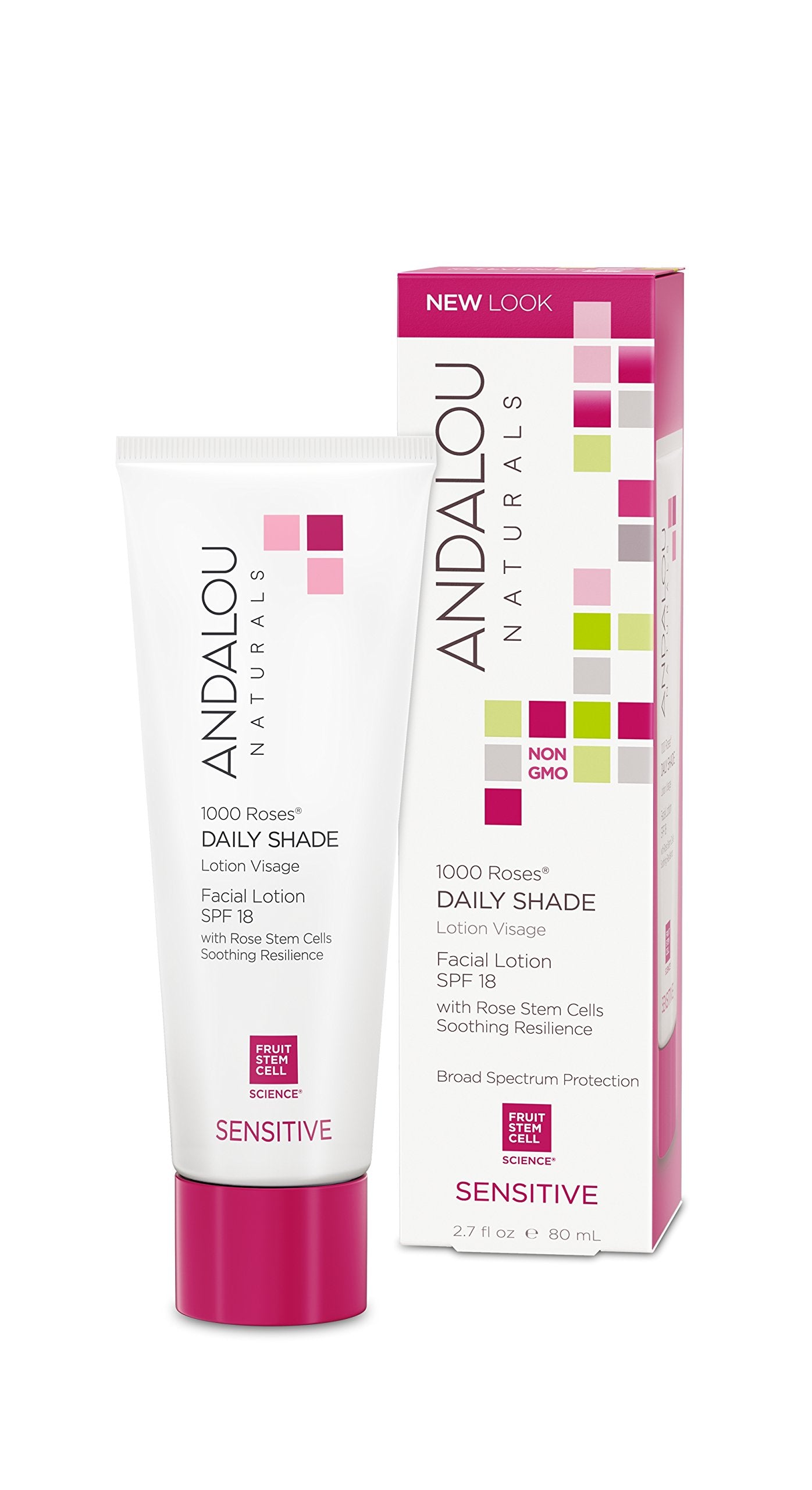 Andalou Naturals 1000 Roses Daily Shade Facial Lotion with SPF 18, 2-in-1 Hydrating & Soothing Moisturizer & Face Sunscreen, Bro