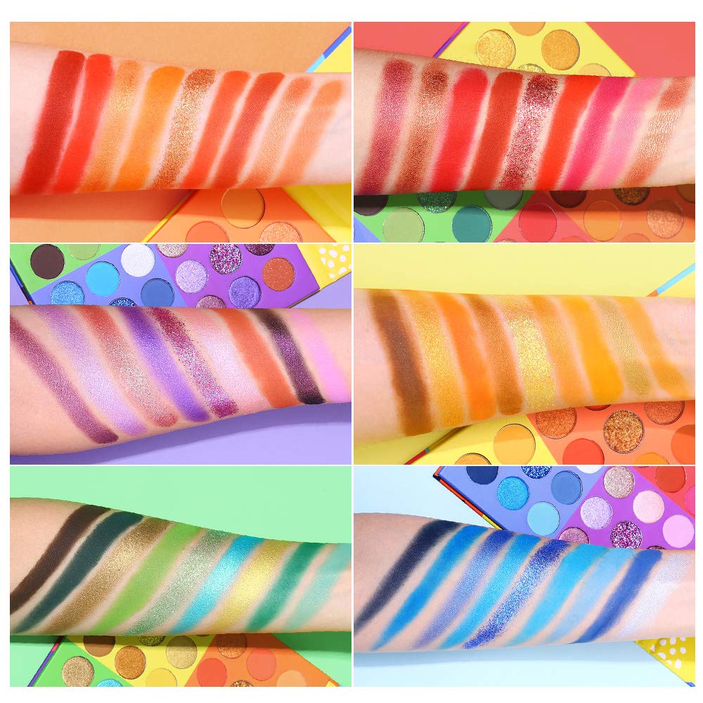 Ucanbe 54 Colors Splashy Candies Eyeshadow Palette, Highly Pigmented Matte Shimmer Soft Creamy Glitter Rainbow Bright Powder Eye