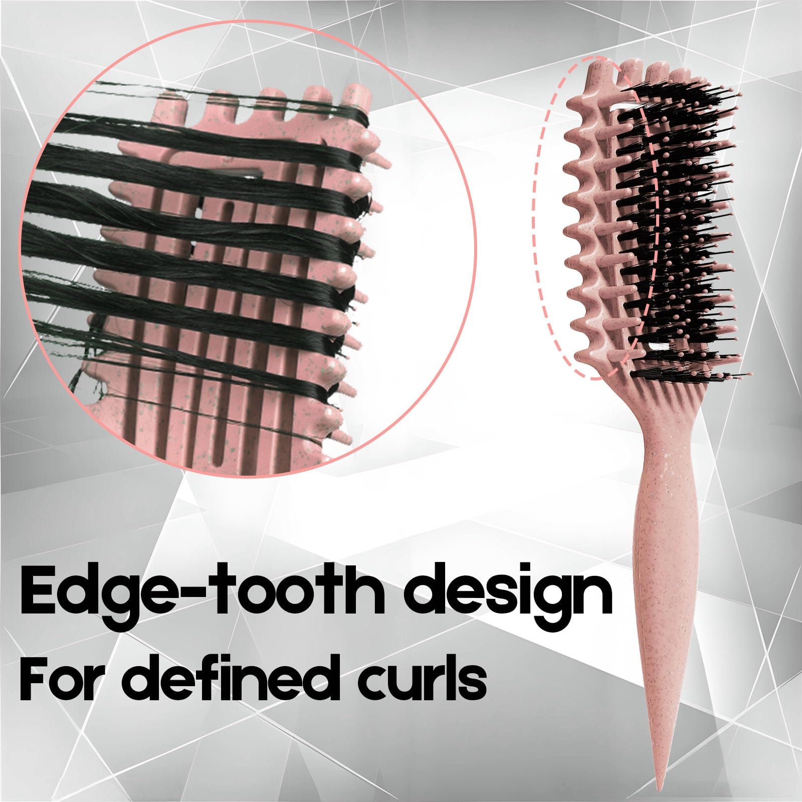 MMBVSZ Curly Hair Brush - Candybrush Curl Defining for Detangling & Shaping Curls, Matte Pink, Plastic, Suitable for Wet & Dry Hair