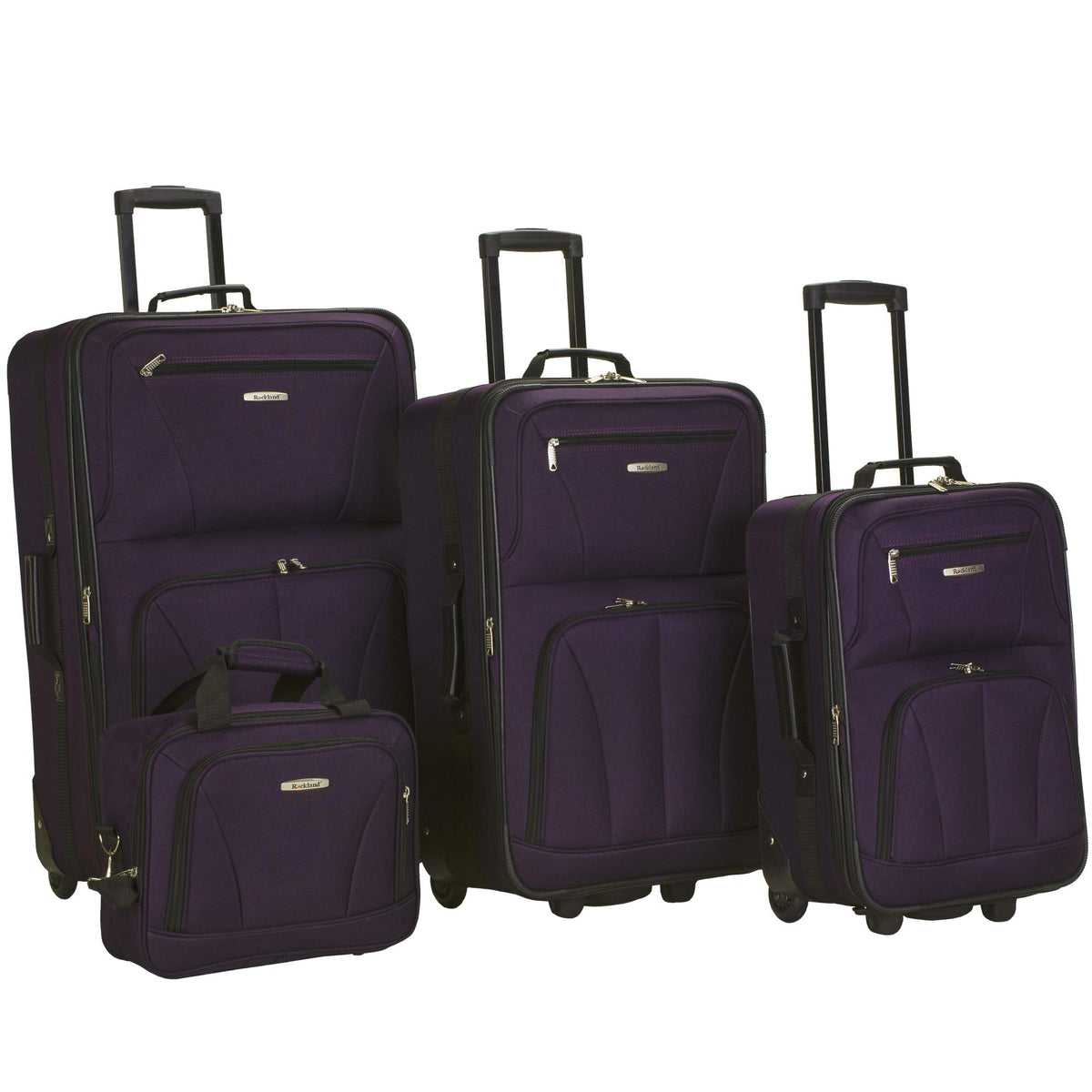 Rockland Journey Softside Upright Luggage Set, Expandable, Purple, 4-Piece (14192428)