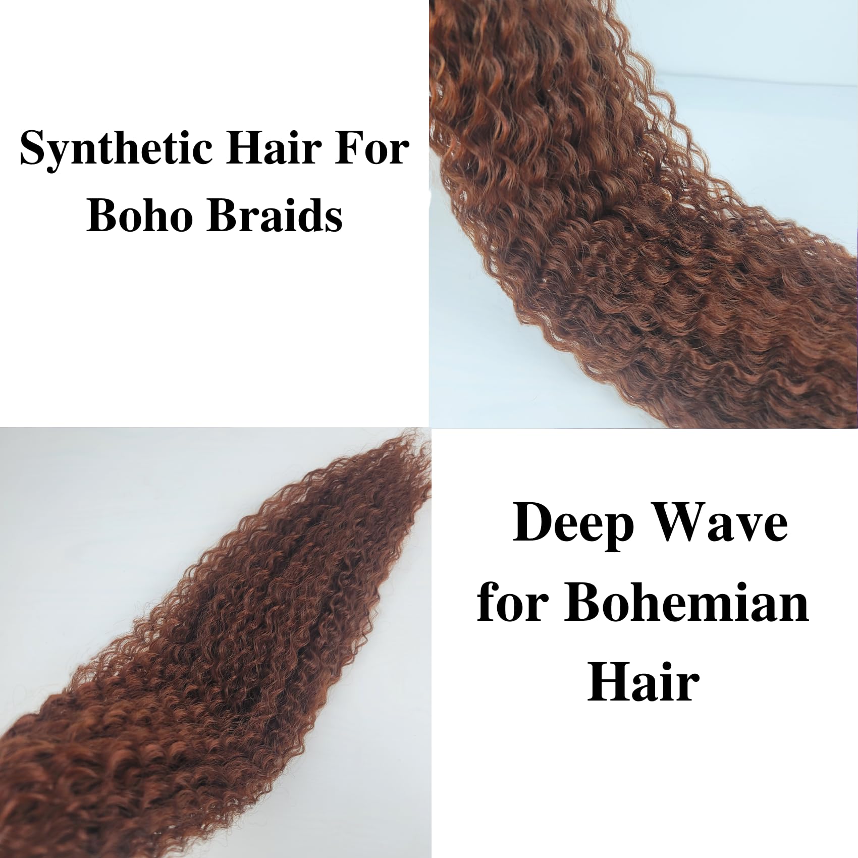 Brown Braiding Hair Pre stretched Boho Hair for Mermaid Braiding Hair Extensions Micro Curl Boho Braids Curly Crochet Bohemian B