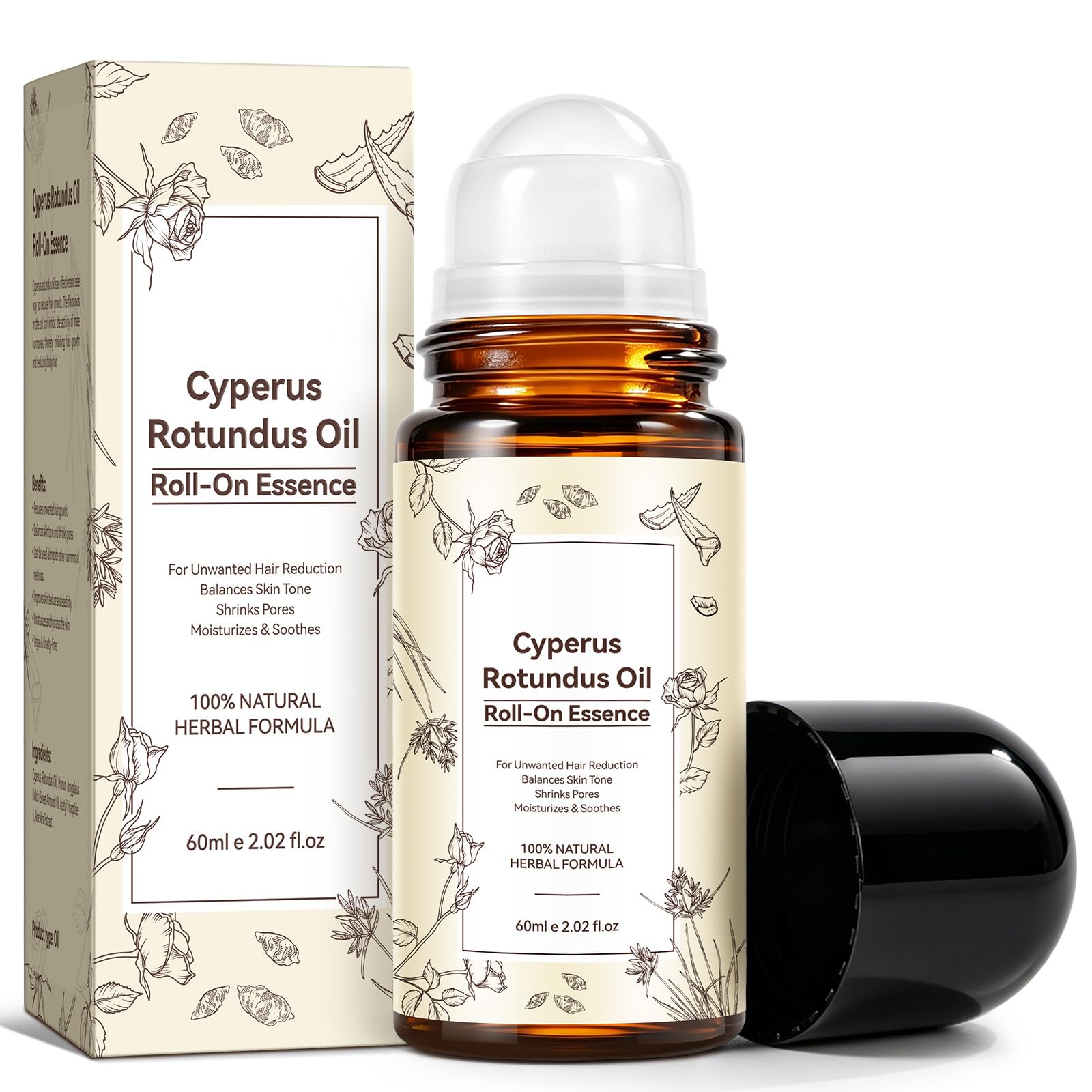 AIQIUSHA Cyperus Rotundus Oil RollOn  Helps Minimize Unwanted Hair Naturally with Cyperus Oil, Minimizes Pores & Soothes Post