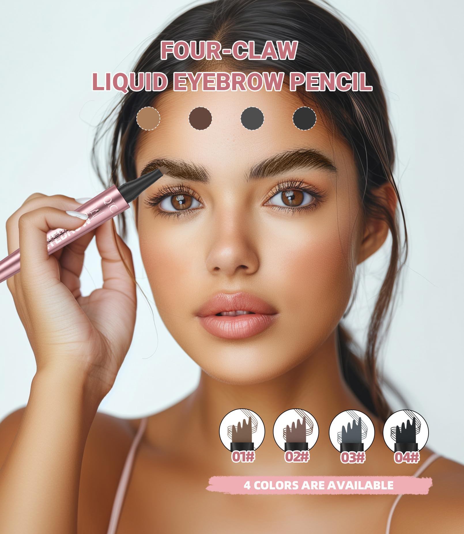 Microblading Eyebrow Pen - Magic 4-Tip Eyebrow Pencil for Women - Natural-Looking, Hair-Like Defined Brows with Microblade Pen (