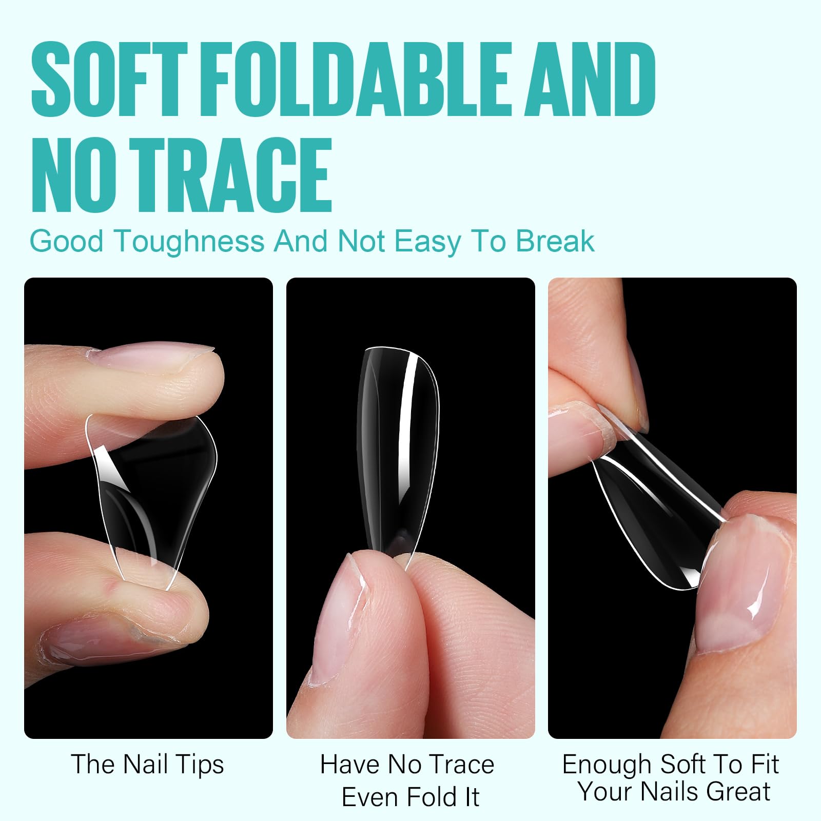 Tomicca Almond Nail Tips - Medium Almond Clear Nails Tips, Full Cover Acrylic Nail Tips For Nail Extension 216Pcs 12Sizes