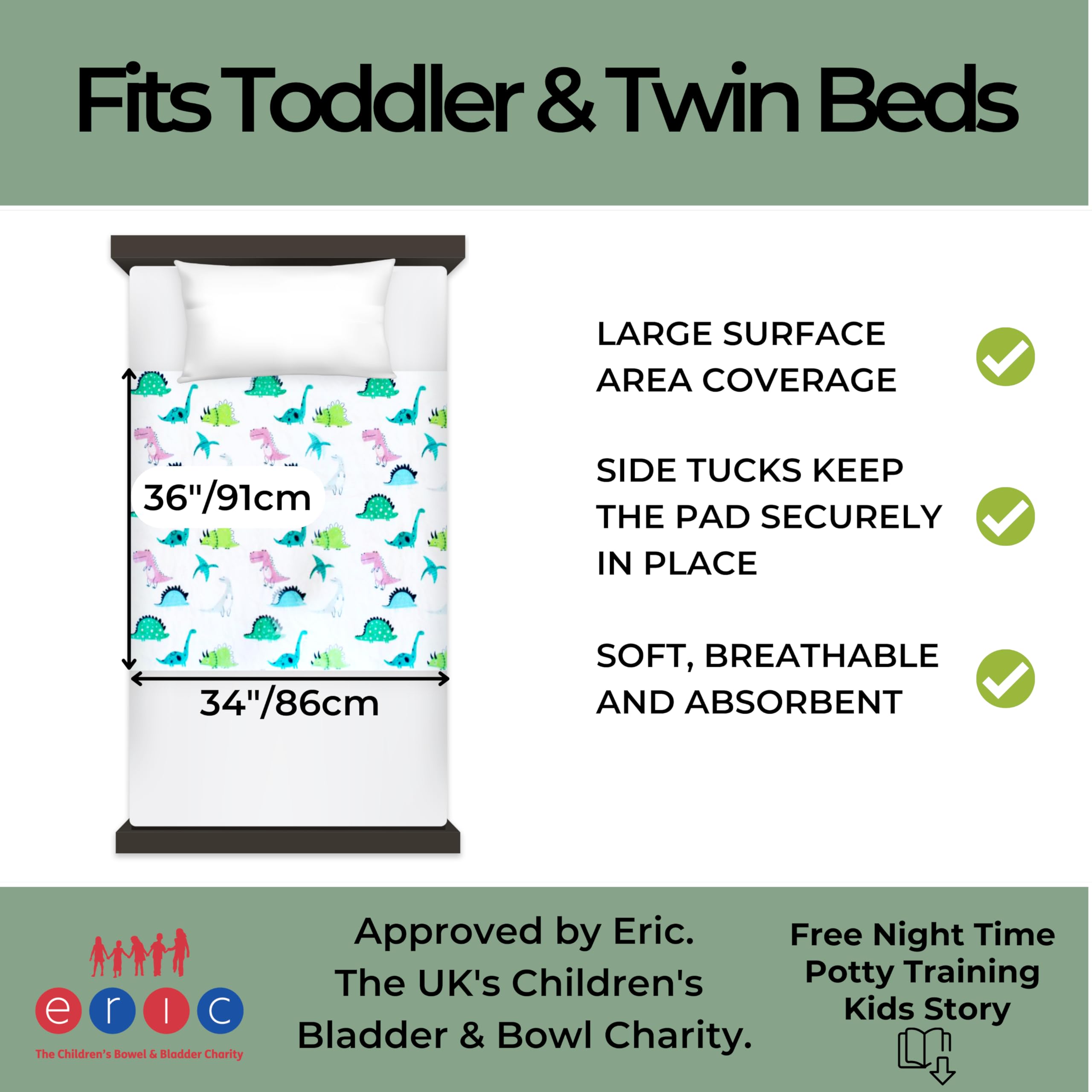 Hygge Sheets Potty Training Pads - 100 Waterproof - Bed Wetting Pads For Twin And Toddler Beds - Reusable, Non Slip And Easy To