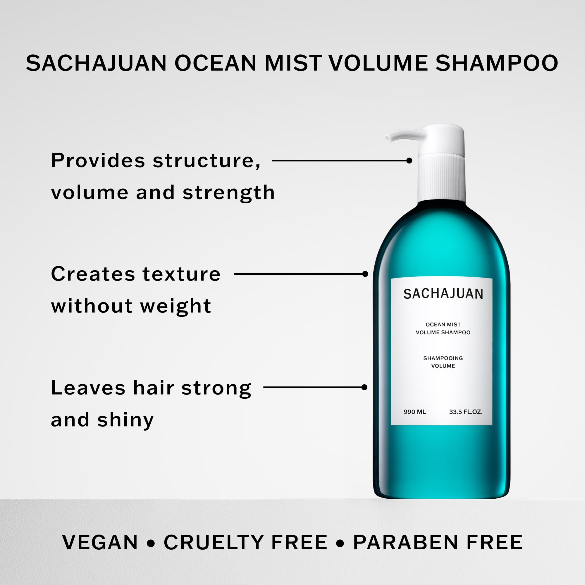 Sachajuan Ocean Mist Volume Shampoo, Volumizing Shine, For Thin, Fine Hair, Paraben & Cruelty-Free, 33.4 Fl Oz