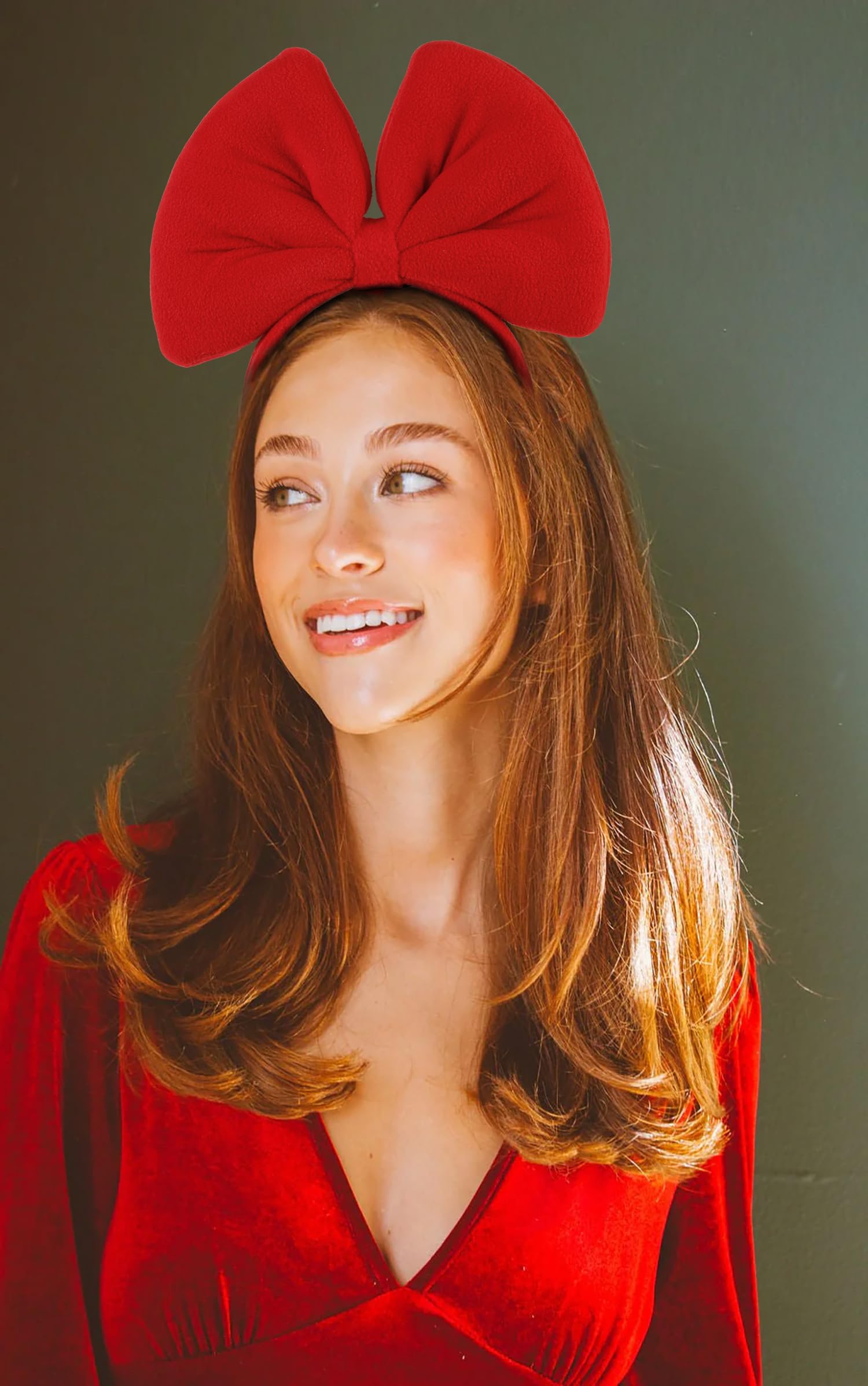 Wovowovo Extra Large Bow Headband For Women Girls Big Bow Hairband Cute Red Bow Head Band Mouse Ear Hair Band Accessory