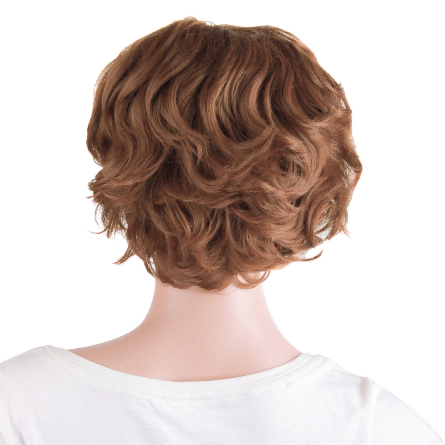 MapofBeauty 11.8 Inch /30 cm Elderly Women Curly Short Fashion Wig (Light Brown)