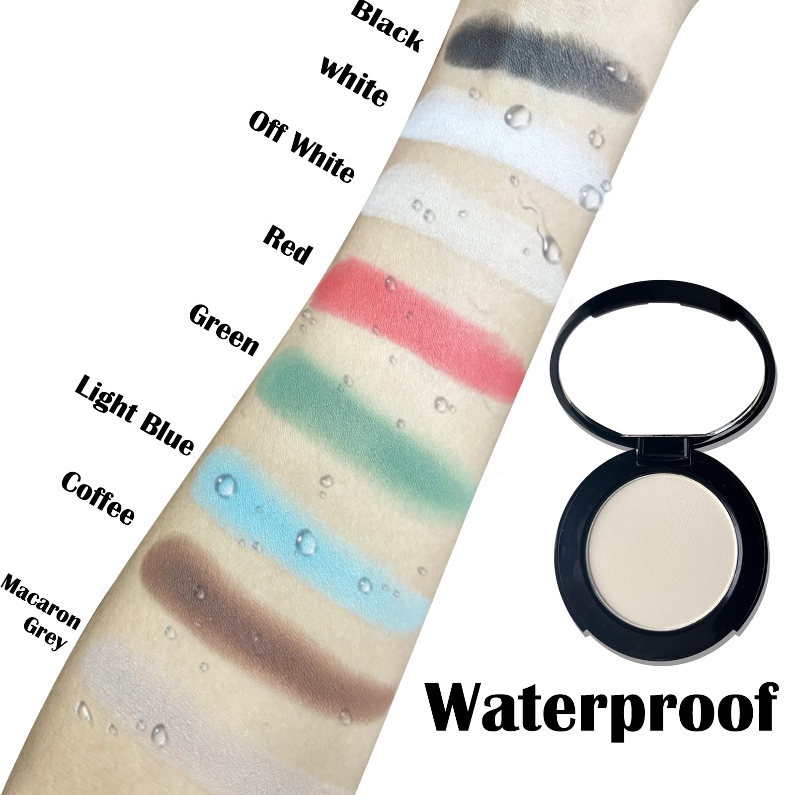 Meicoly Off White Single Eyeshadow With Mirror,Beige Matte Eye Shadow For Halloween Makeup,Pressed Powder Eyeshadow,Matte Shade