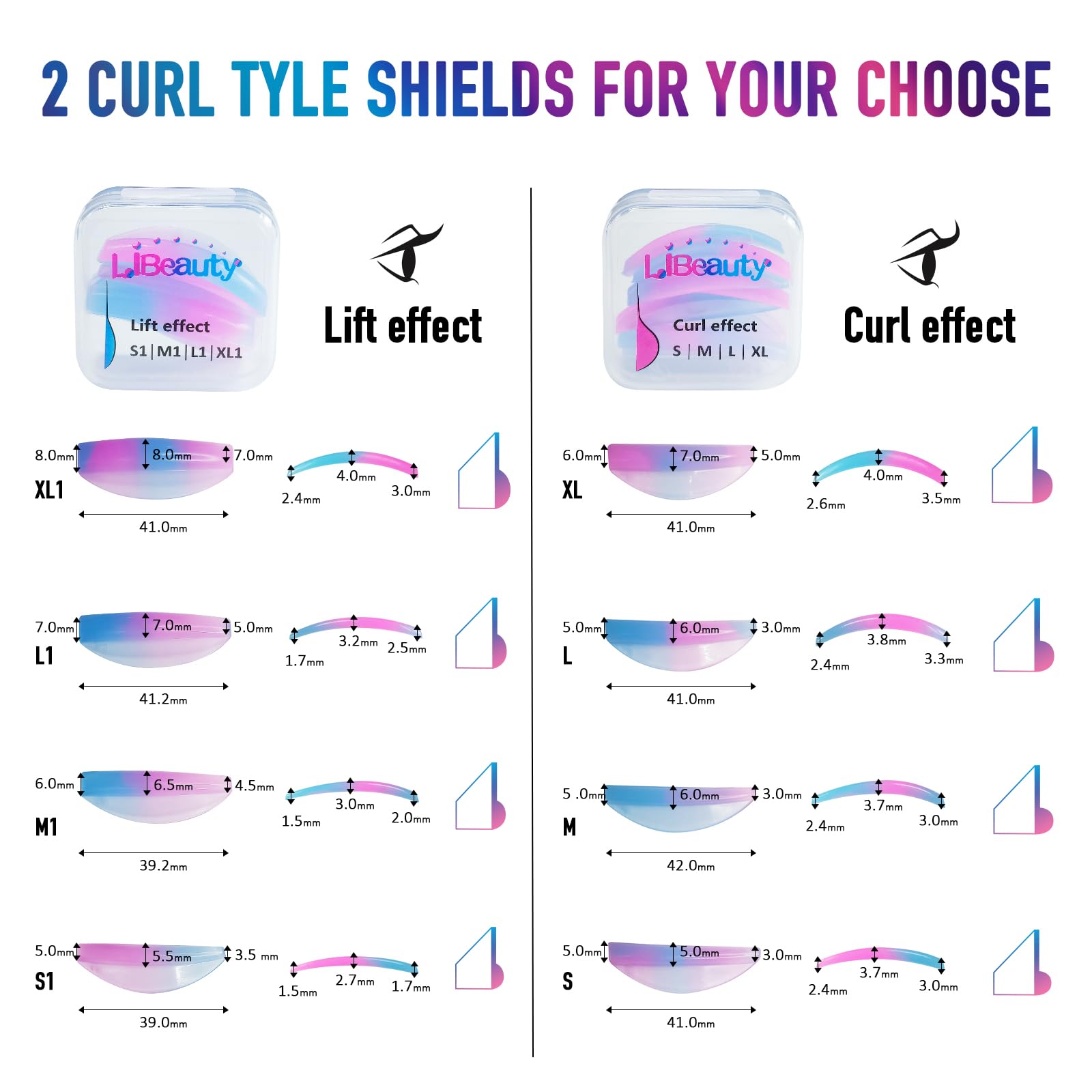 Libeauty Eyelash Lift Rods Reusable Lash Perm Pads 8 Pairs Set Of Combi Silicon Pads C-Curl Eyelash Lifting Shield Diy Use At Ho