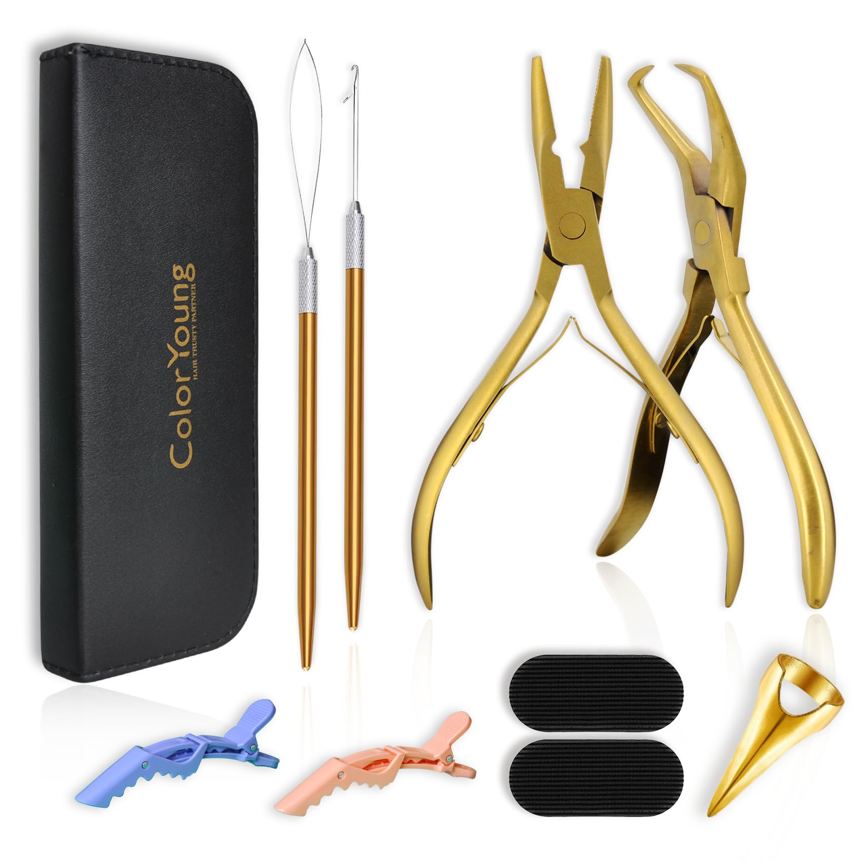 ColorYoung Microlink Tool Kit Micro Bead Hair Extensions Pliers Kits Hair Extension Bead Closer and Remover Pliers For Hair Exte