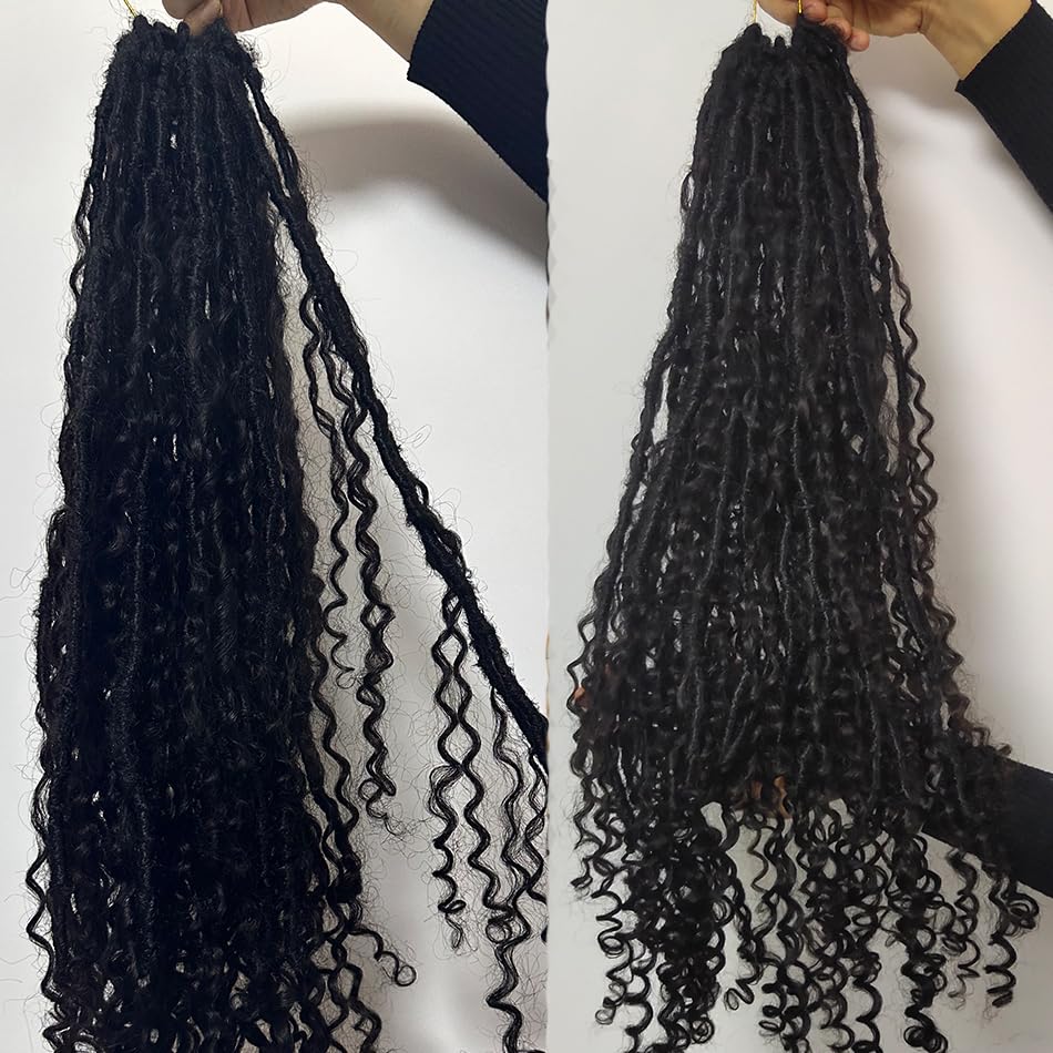 FlowerSeason Pre Crochet Dreadlocks Locs Braids Hair Pre Looped With Human Hair Curls Curly Ends Extensions For Black Women 96 S
