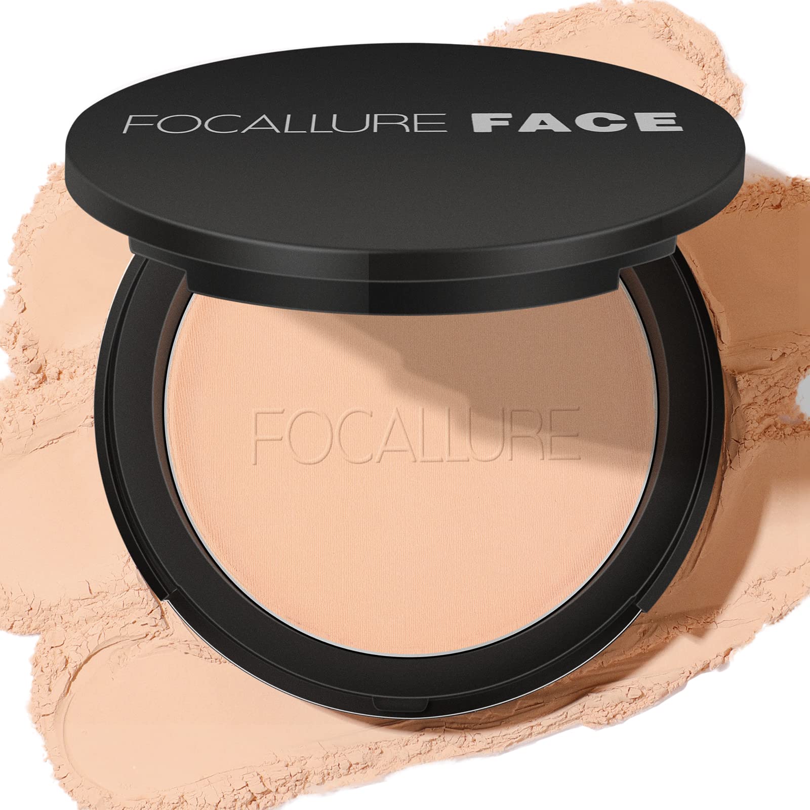 Focallure Flawless Pressed Powder, Control Shine & Smooth Complexion, Pressed Setting Powder Foundation Makeup, Portable Face Po