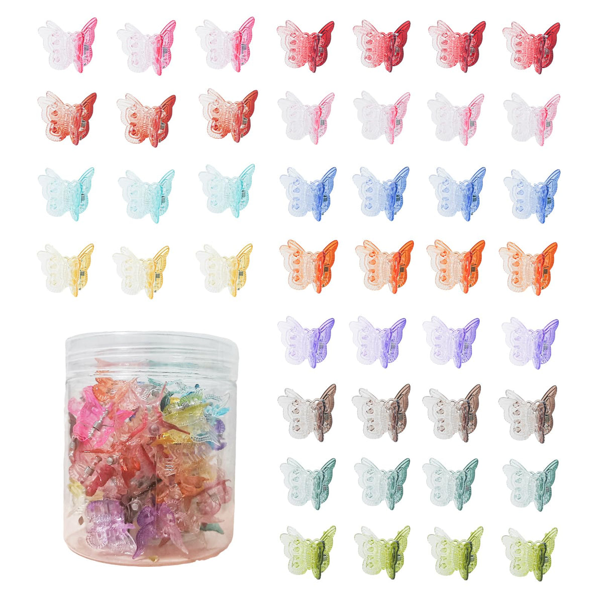 50PCS Mini Butterfly Hair Clips Small Cute Butterfly Clips for Hair 90s Girls Women Tiny Butterfly Hair Accessories with Box Pac