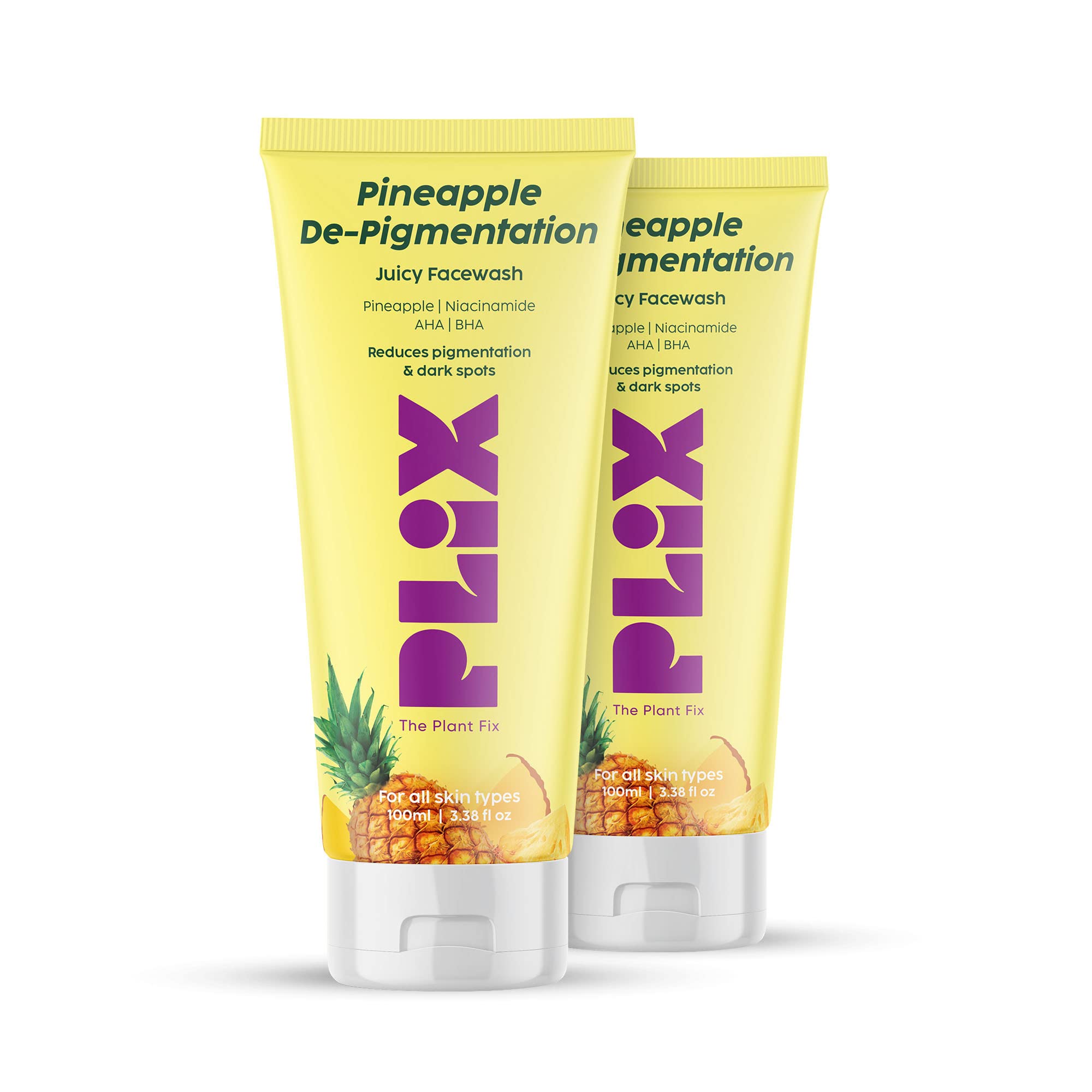 The Plant Fix Plix 5% Pineapple Foaming Facewash For Depigmentation Pack Of 2,100Ml|Gentle Wash For Skin Brightening & Even Tone