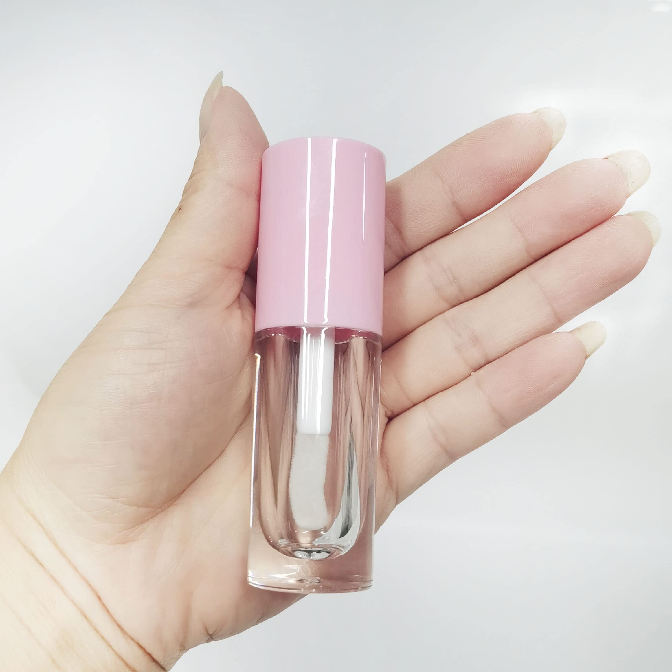 Cosidea 50Pcs Empty Pink 6Ml Big Doe Foot Wand Lip Gloss Tubes Round Chunky Lipgloss Tubes Containers Wholesale With Thick Large