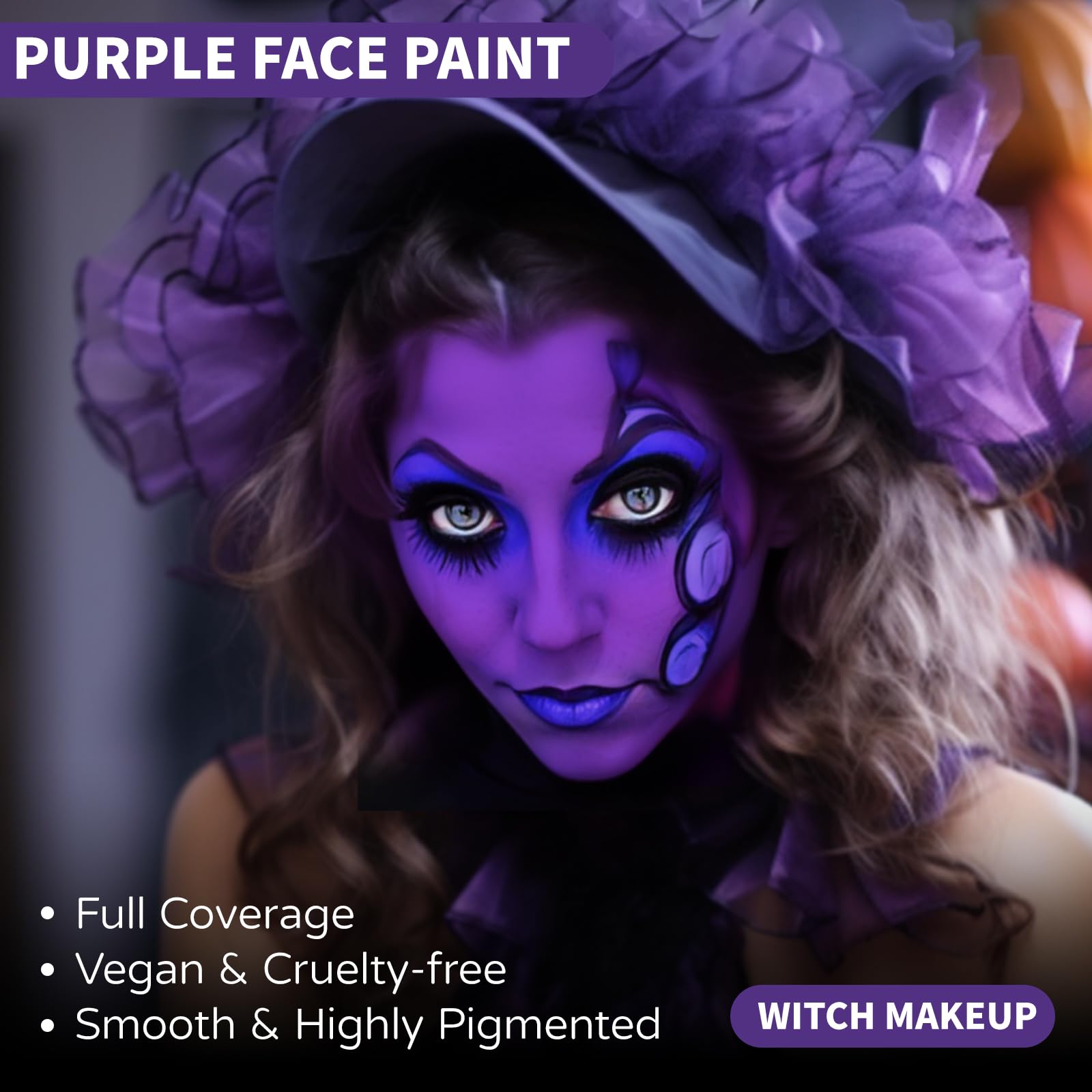 Go Ho Purple Face Paint Stick(0.85Oz),Water Based Cream Purple Body Paint Washable,Face Paint Kit Covers Oil-Free,Halloween Cosp