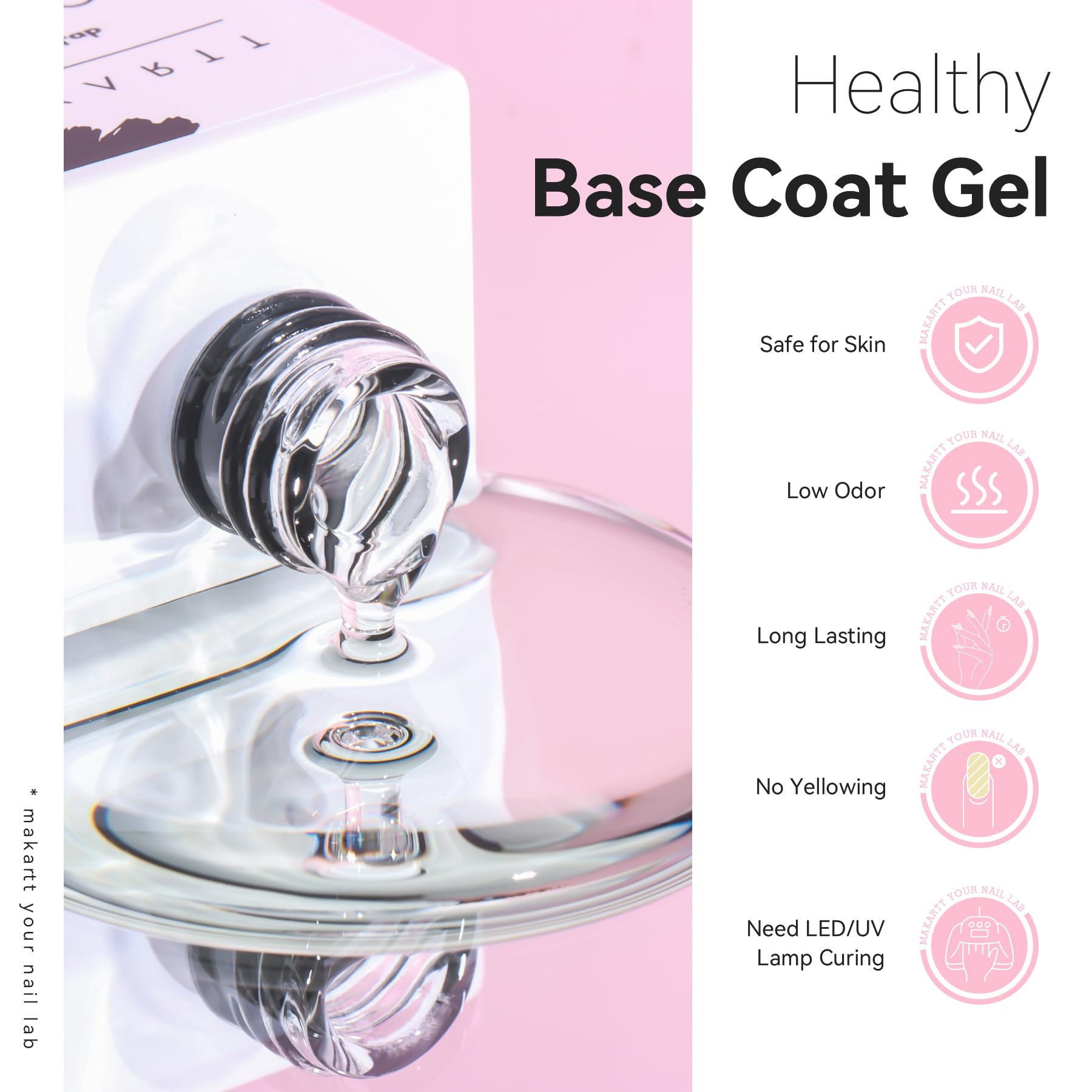 Makartt Base Coat Nail Polish: 15Ml Extra Strong Long-Lasting Gel Base Coat Nail Gule For Small Nail Charms Press On Nails Led L