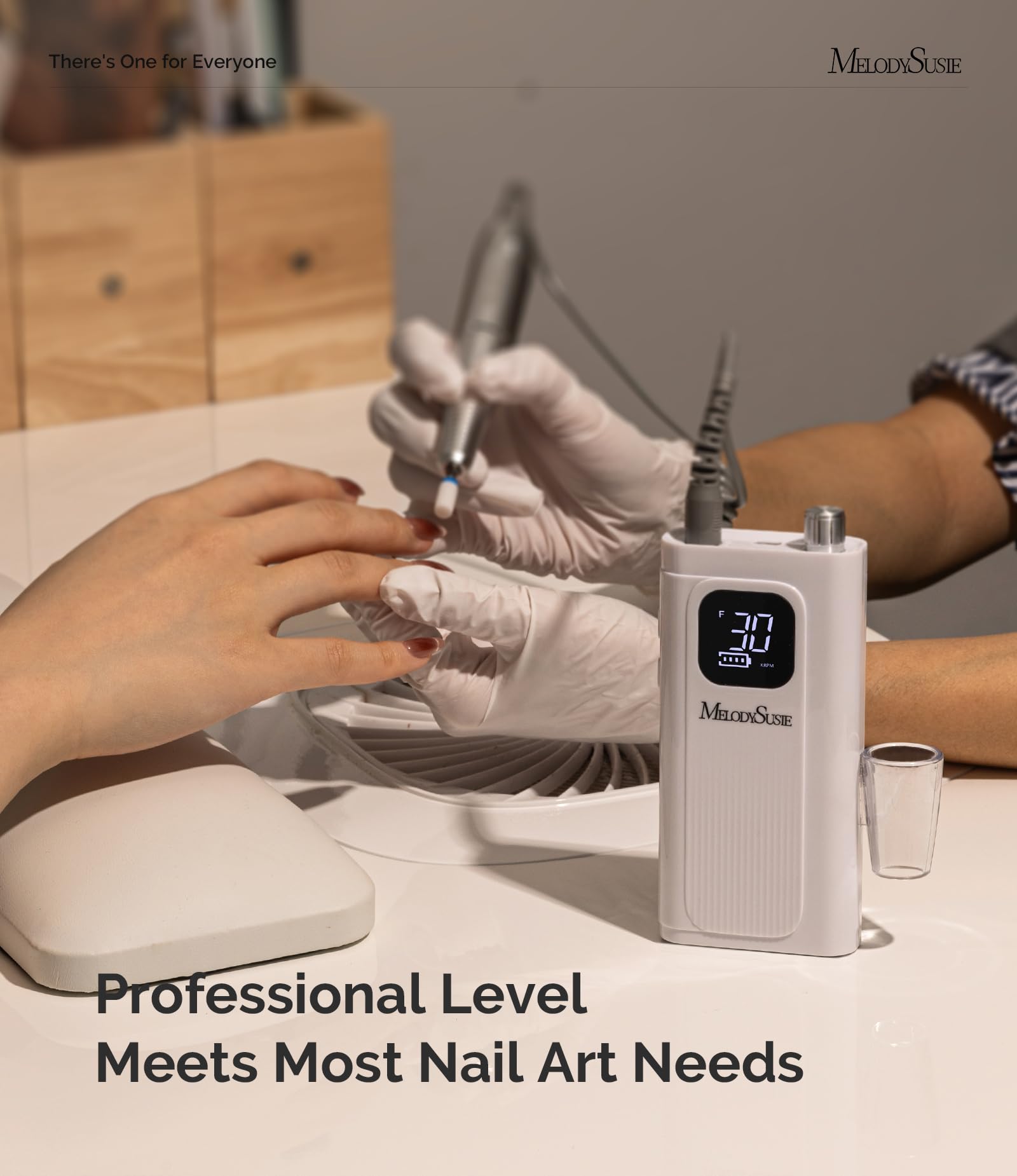 Melodysusie Professional Nail Drill 30000 Rpm,Rechargeable Efile For Shaping,Buffing & Removing Gel Polish,Features Locking Chuc