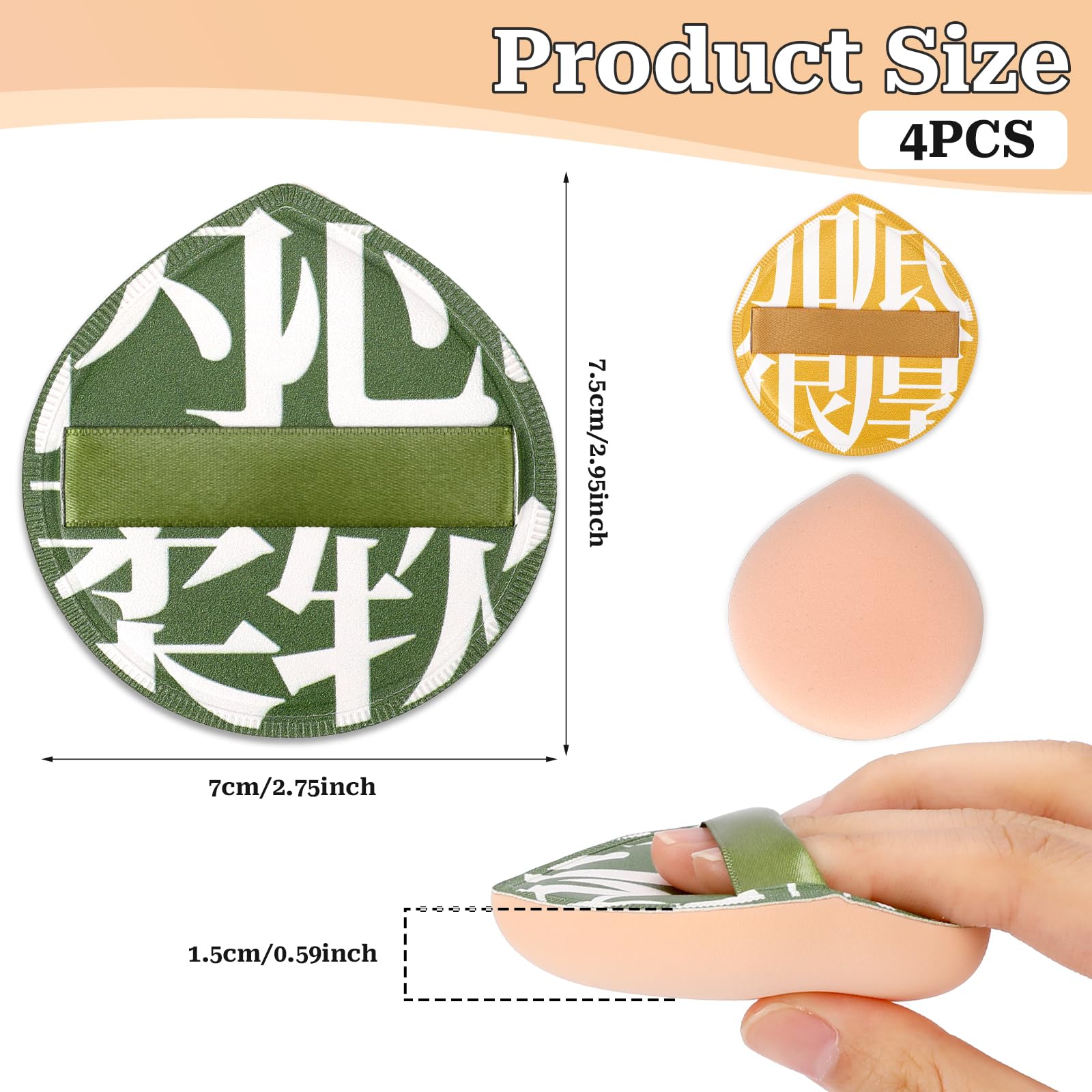 Mozeat Lens 4 Pcs Makeup Sponge Puff - Teardrop Foundation Blender, Pink, Large Size, for Liquid, Cream, and Powder
