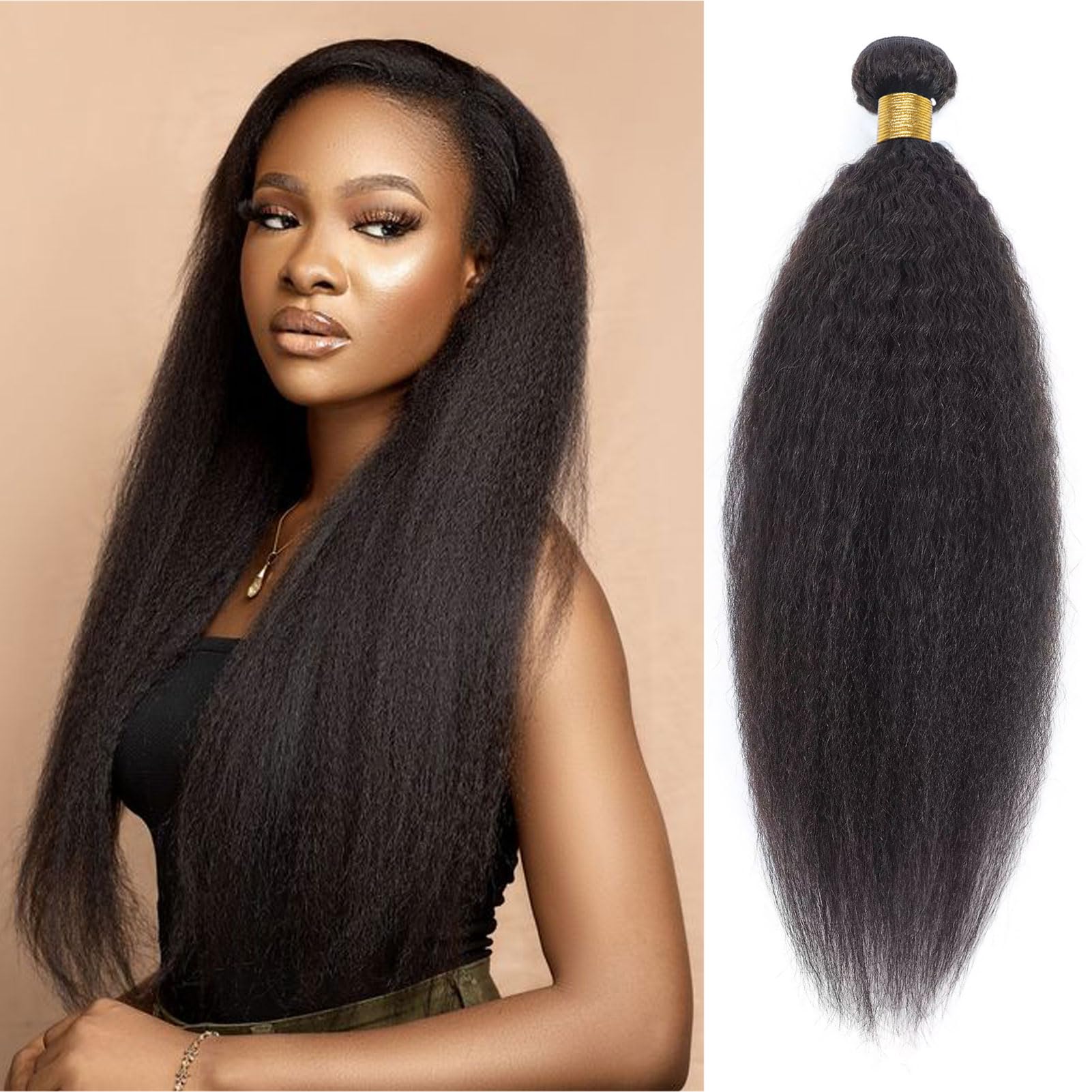 Kinky Straight Human Hair Bundles Yaki Human Hair Extensions 1 Bundles Unprocessed Brazilian Virgin Kinky Straight Human Hair Fo