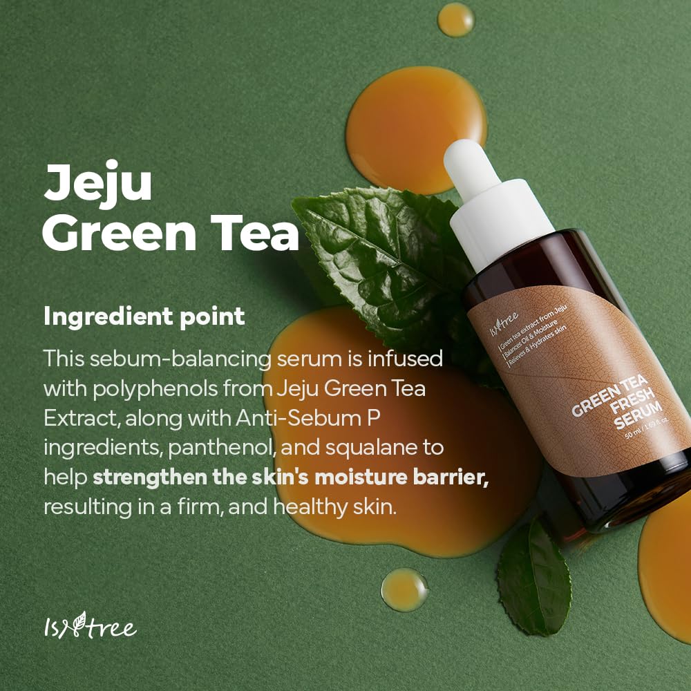 Isntree Green Tea Fresh Serum 50Ml, 1.69 Fl Oz | Jeju Green Tea Extract | Controls Excessive Sebum | Balances Oil & Moisture | R