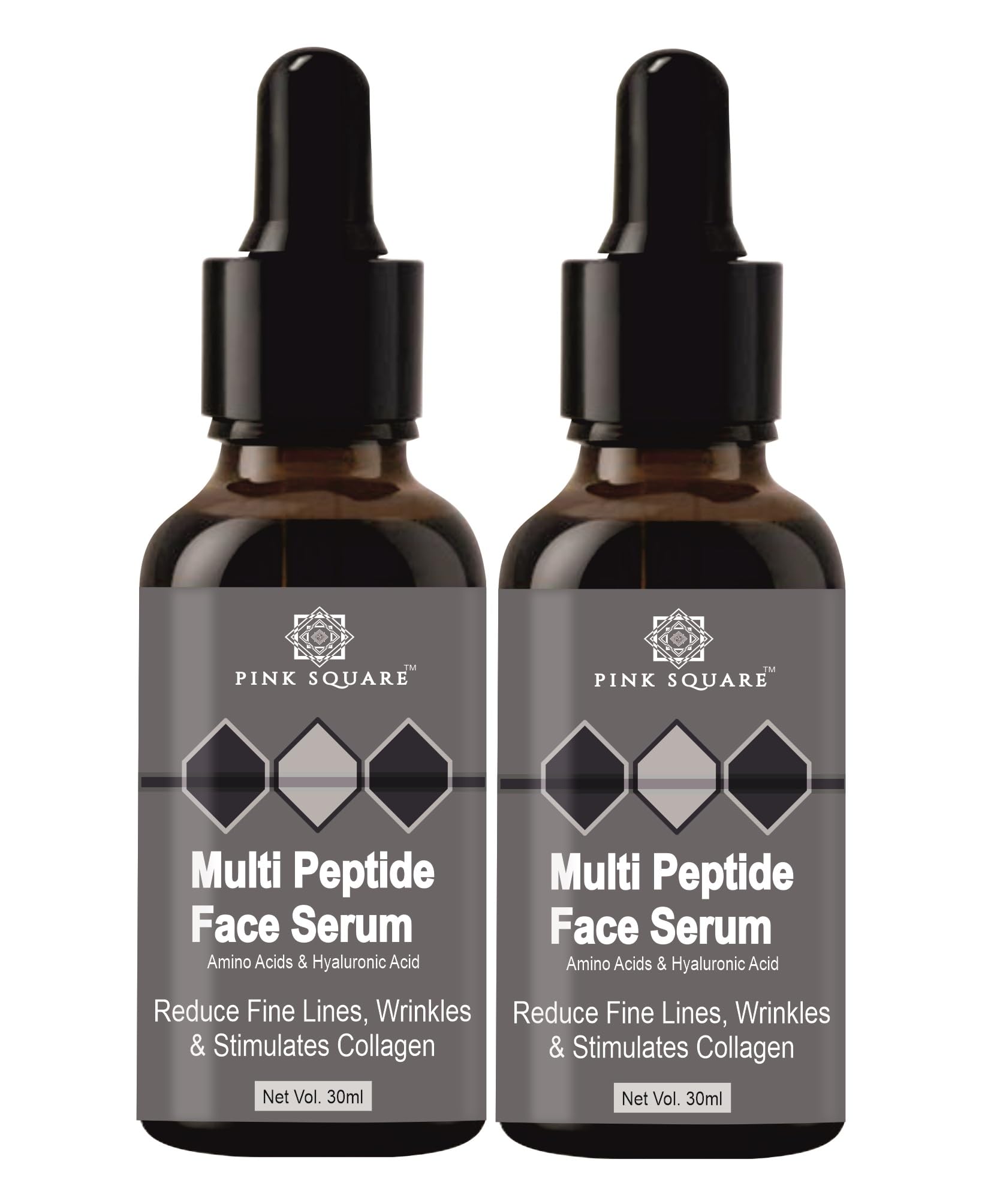 Pink Square Multi Peptide Face Serum For Ageless Younger Skin | Collagen Boosting, Hydrating & Overnight Repair Serum | For Men 