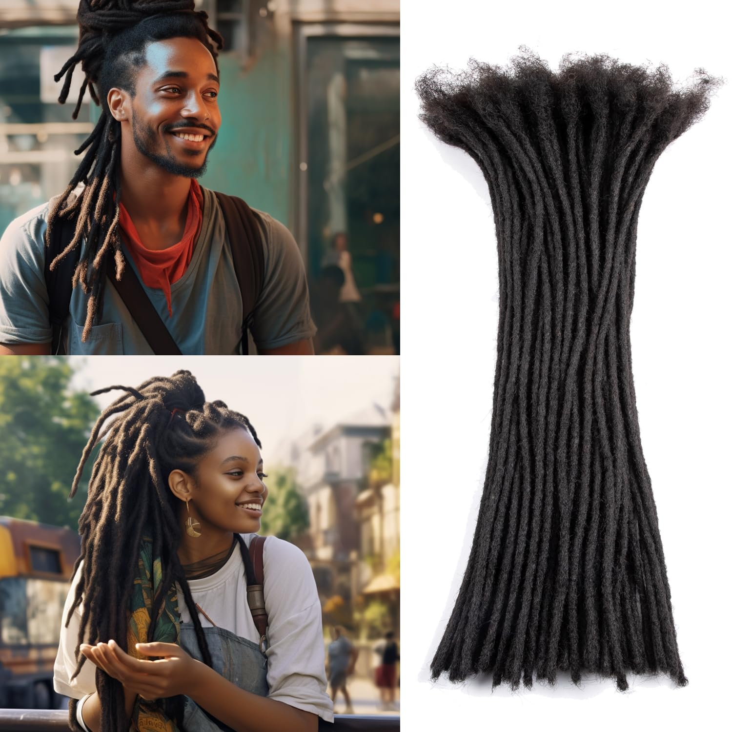 Teresa 18 Inch 0.2cm Width Loc Extension Human Hair Natural Black 40 Strands Full Hand-made Permanent Locs Extensions Can Be Dye
