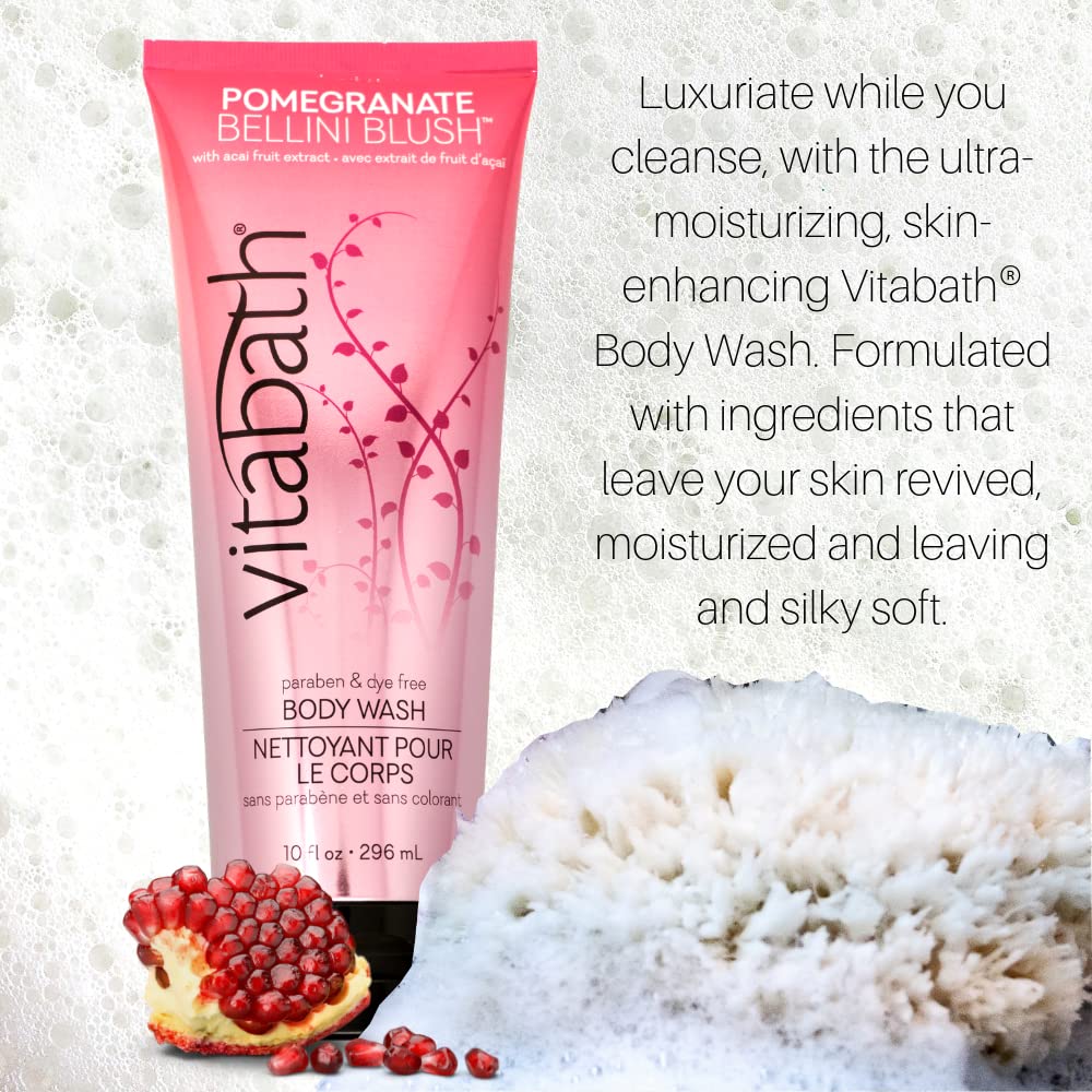 Vitabath Pomegranate Bellini Blush Body Wash Moisturizing Bath & Shower Cleanser & Skincare Radiant Detox & Restore Nourishing B