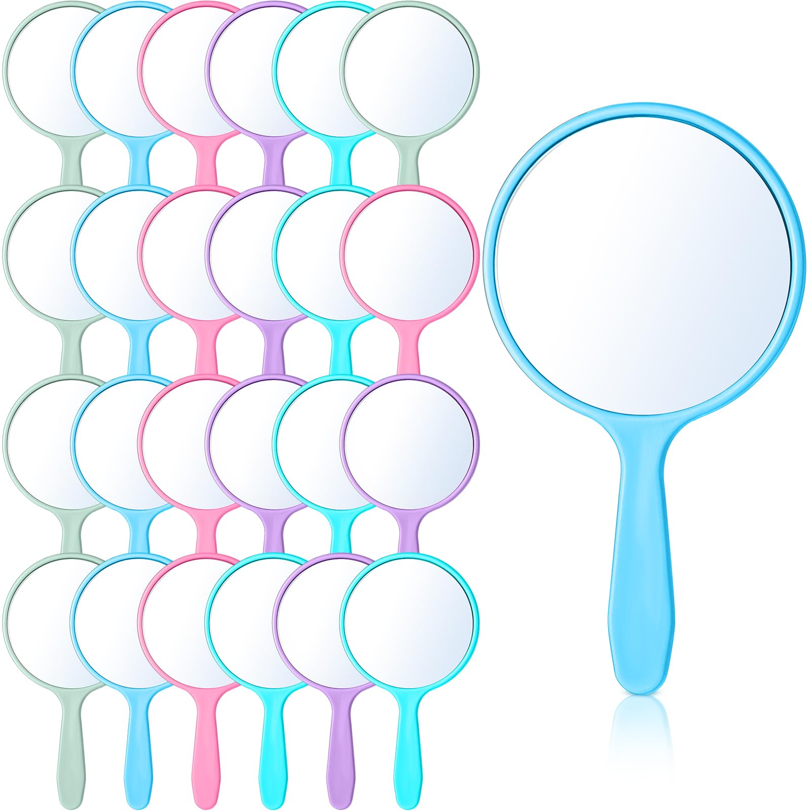 Jetec 25 Pcs Handheld Mirror with Handle, 3.94'' L x 2.17'' W, Small Portable Round Mirror Bulk for Kids Travel Makeup Classroom