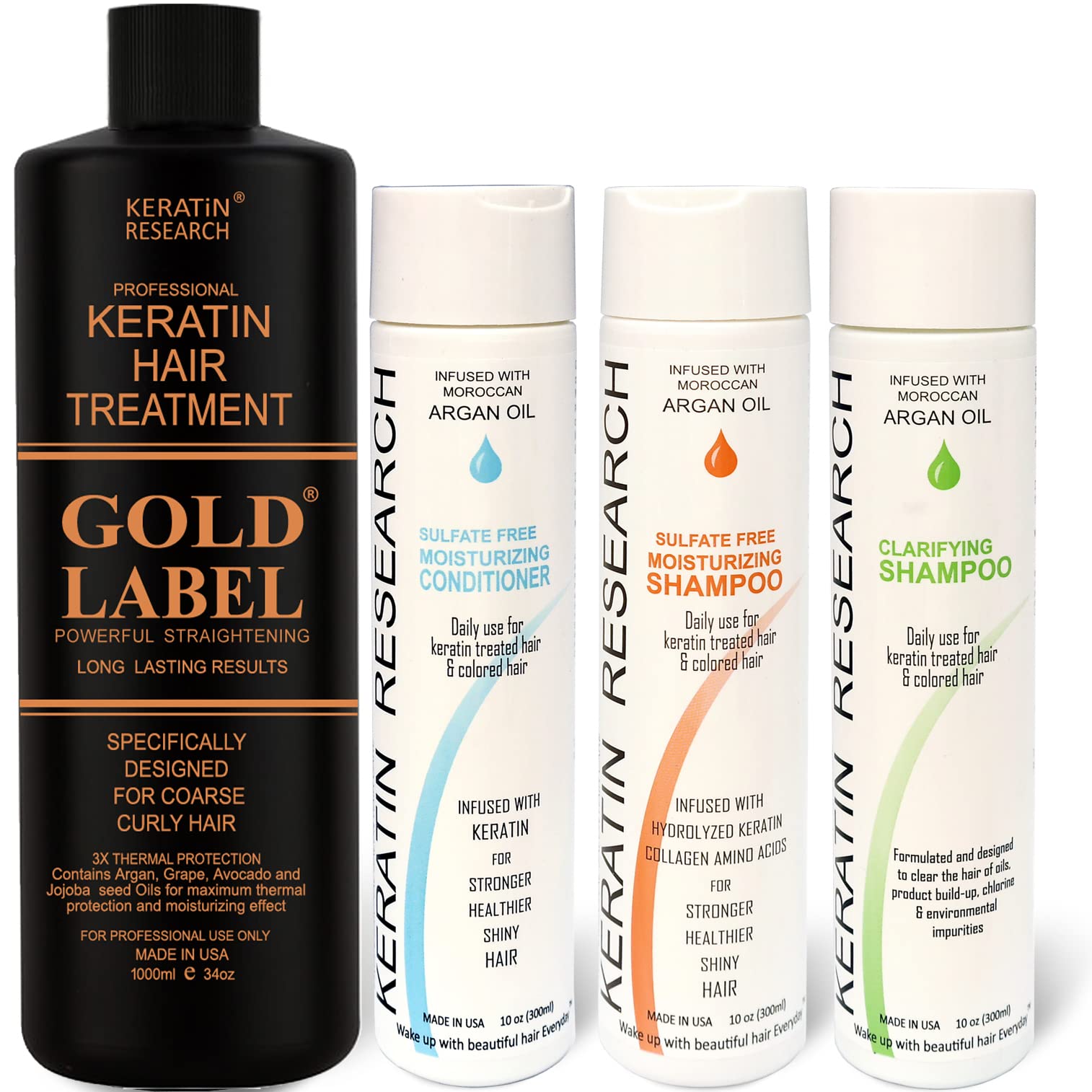 Gold Label Professional Results Brazilian Keratin Blowout Hair Treatment Enhanced Specifically Designed for Coarse Curly Black A