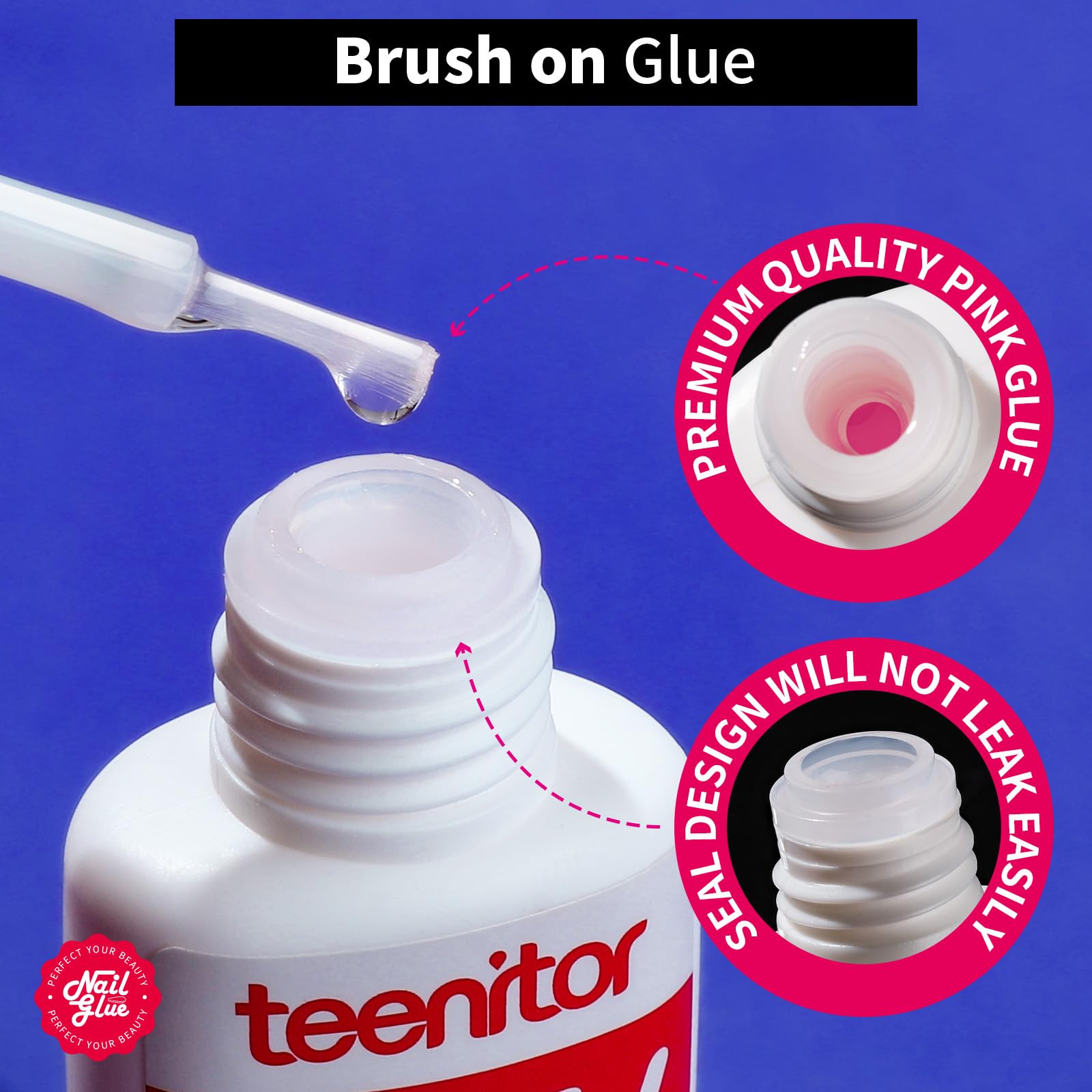 Teenitor Nail Glue Strong, 42Ml Professional Nail Glue For Press Ons Brush On Nail Glue For Acrylic Nails, Nail Bond Glue With N
