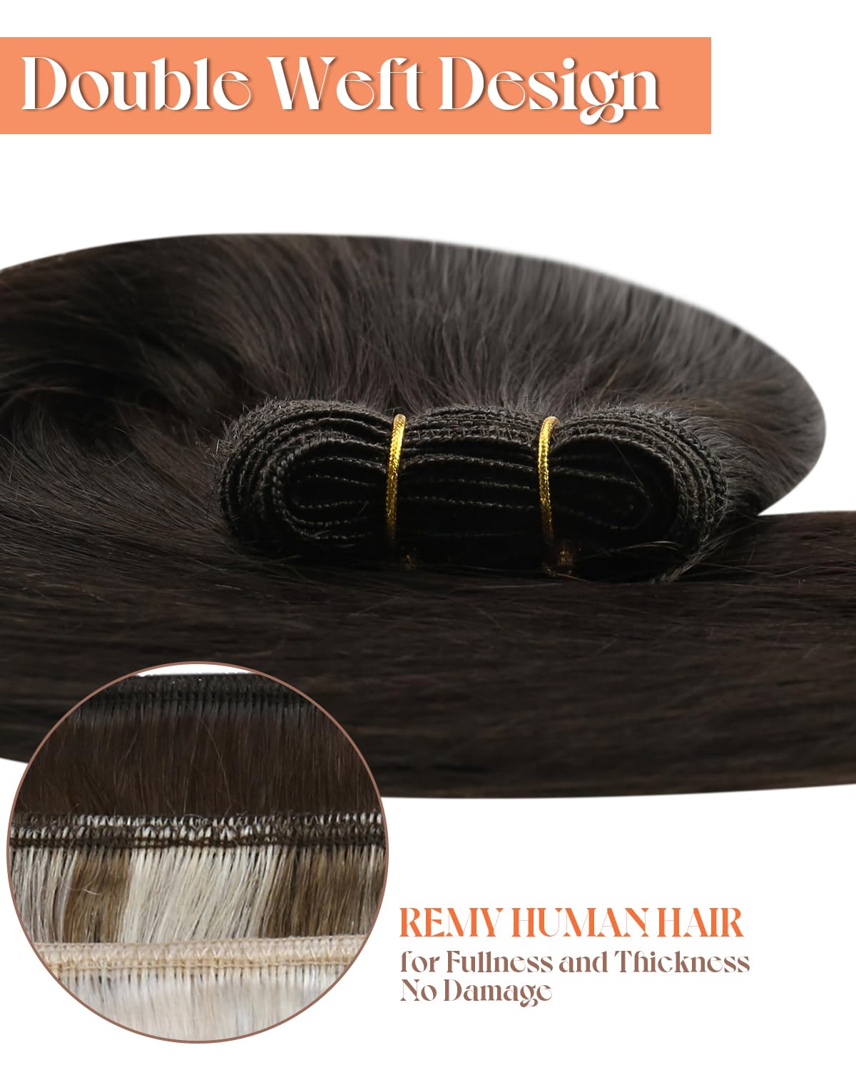 Sunny Hair Weft Hair Extensions Human Hair Brown Sew in Hair Extensions Real Human Hair Dark Brown Sew in Extensions for Women R