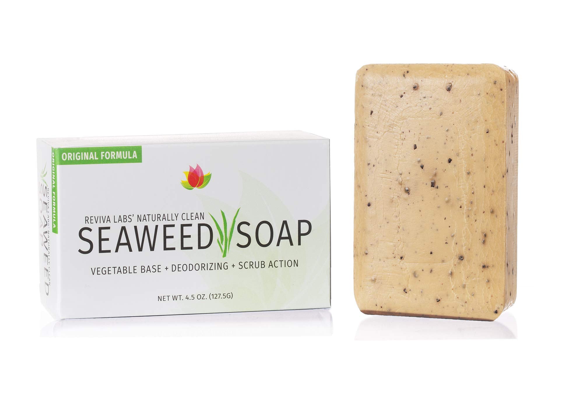 Reviva Seaweed Soap - 6 Pack - Organic Seaweed Face Scrub And Exfoliating Body Scrub Soap Bar - 4.5 Oz. Vegetable Base Natural B