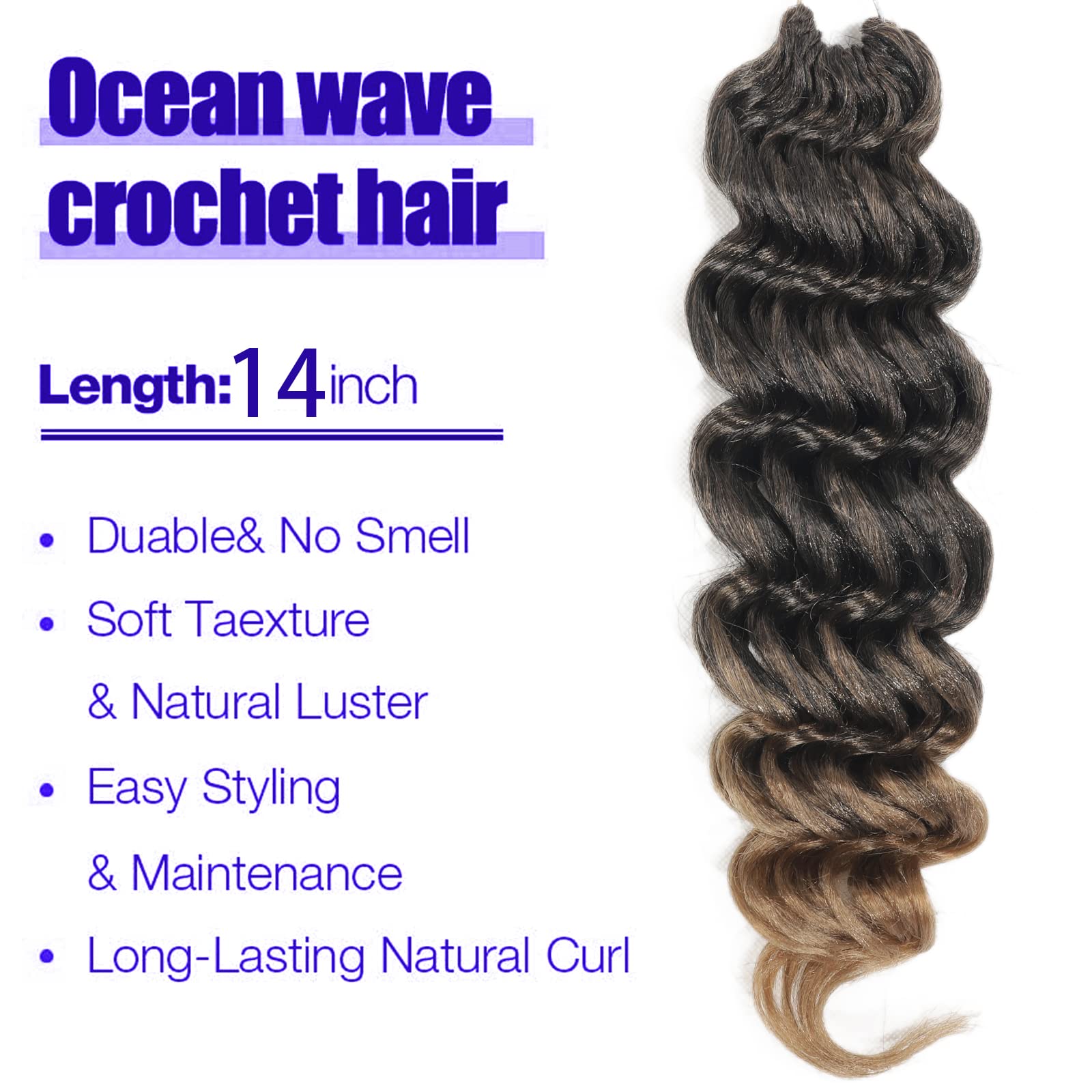 Ocean Wave Crochet Hair Pre Looped 9 Inch Curly Braiding Ocean Wave Hair 7 Packs Deep Wave Short Wavy Ocean Wave Crochet Braids